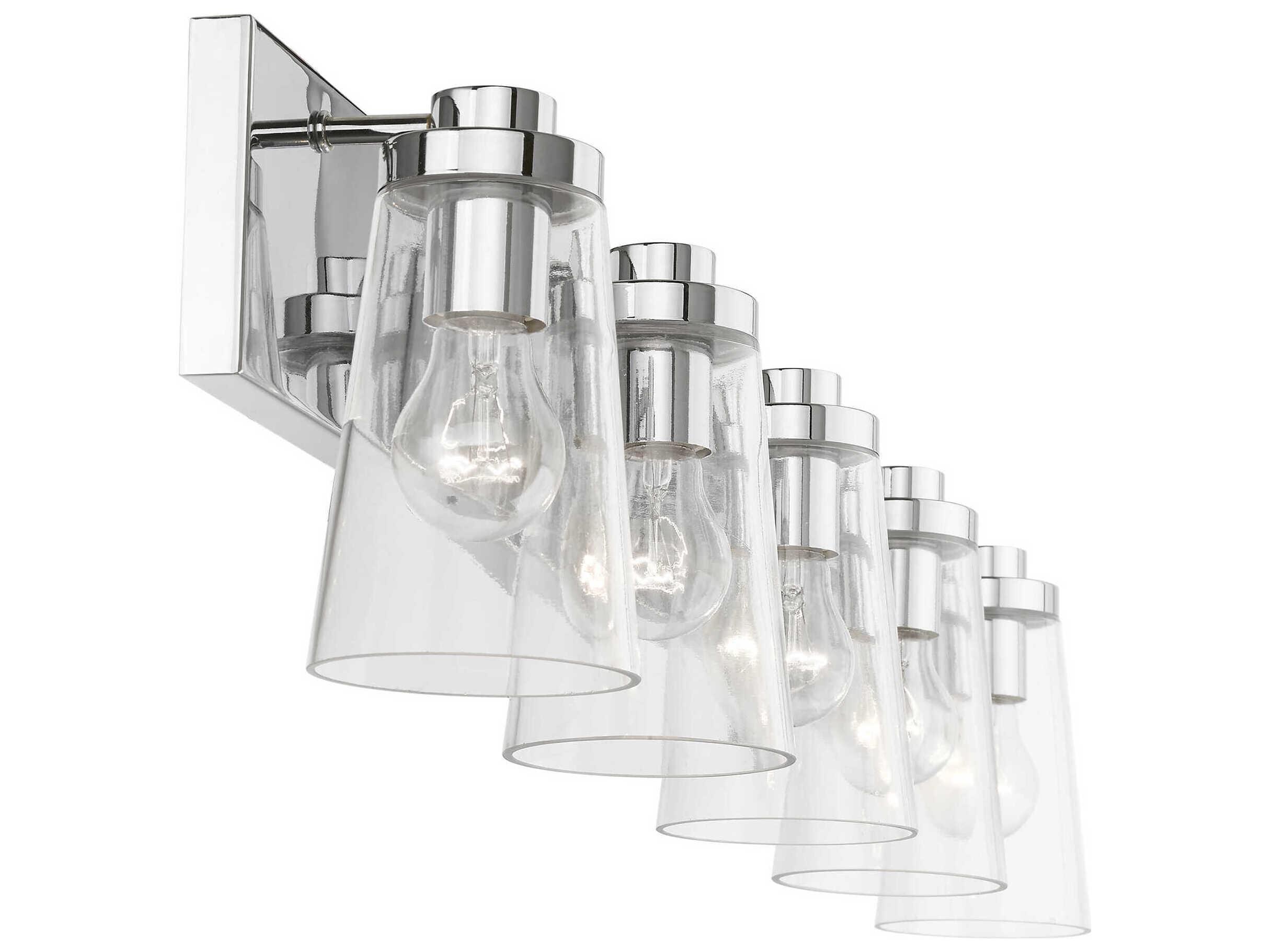 Livex Lighting Cityview 5-Light Polished Chrome Glass Vanity Light