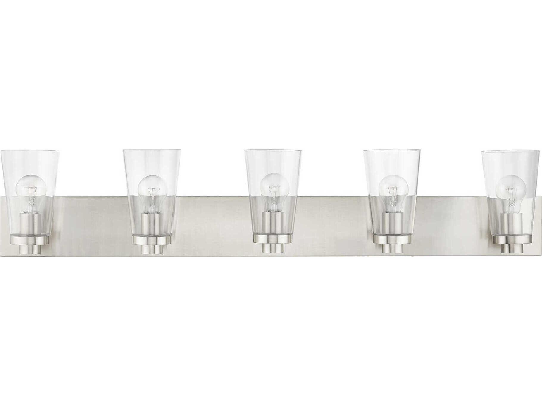 Livex Lighting Cityview 5-Light Brushed Nickel Glass Vanity Light