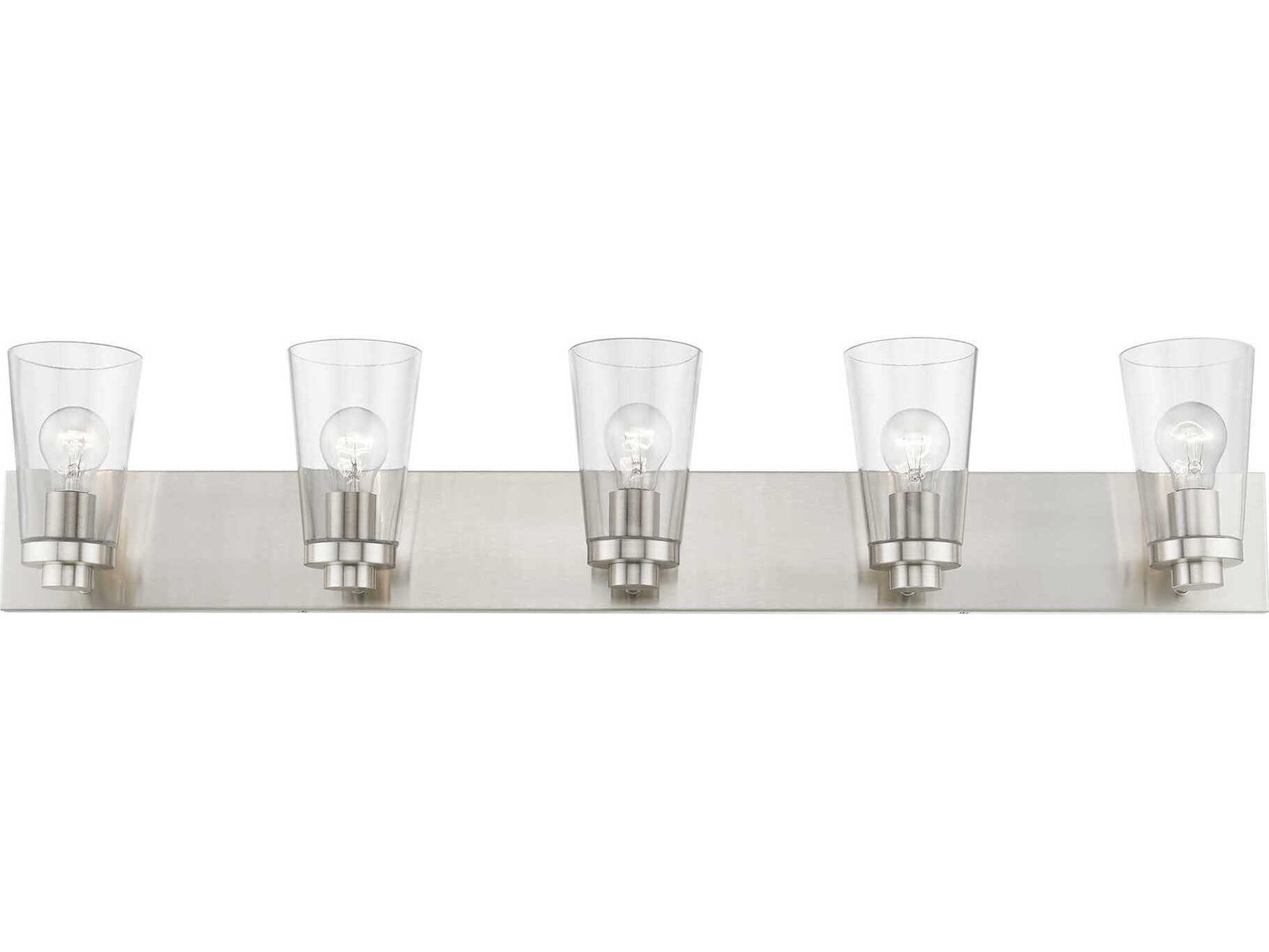 Livex Lighting Cityview 5-Light Brushed Nickel Glass Vanity Light