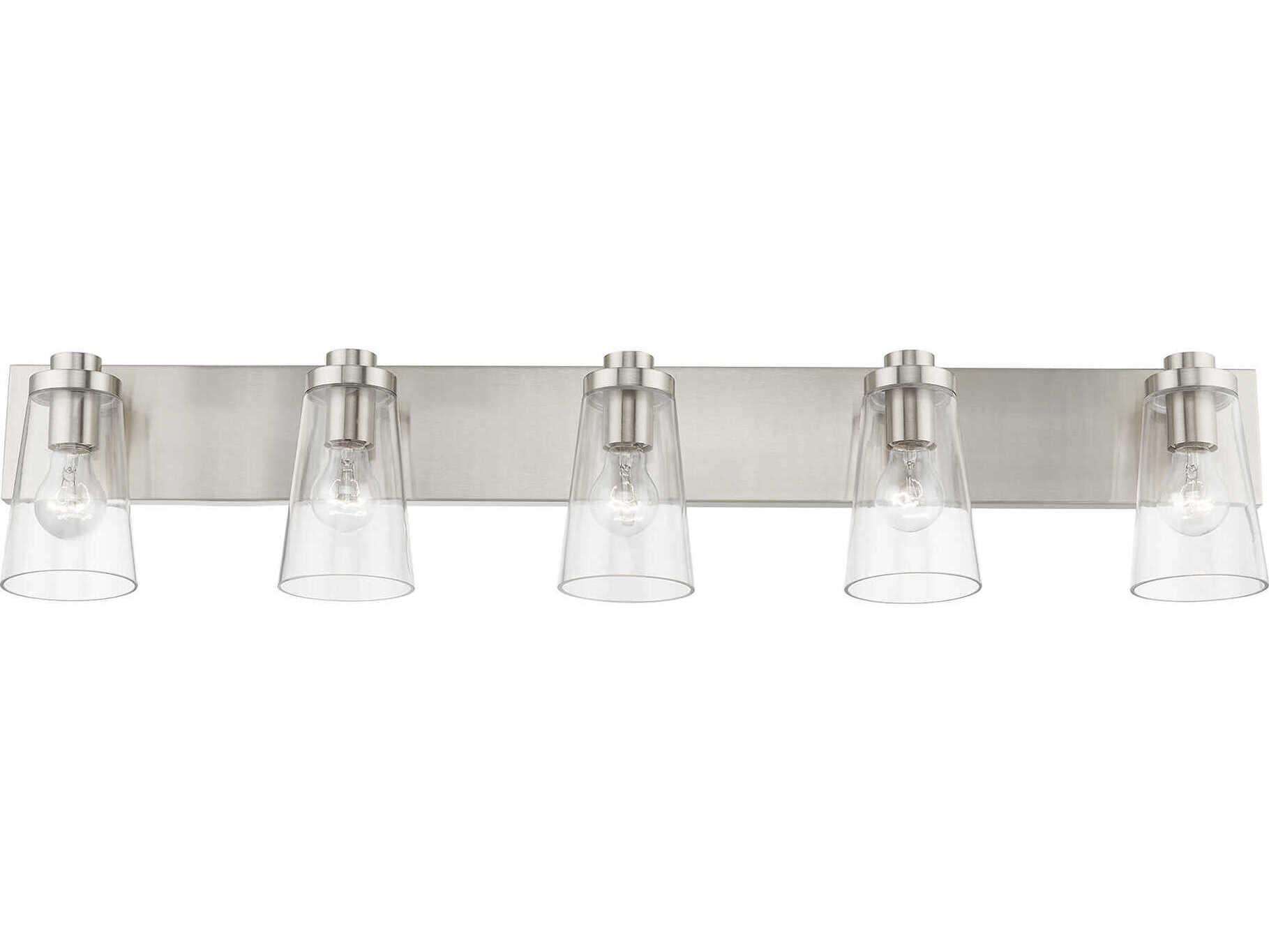 Livex Lighting Cityview 5-Light Brushed Nickel Glass Vanity Light