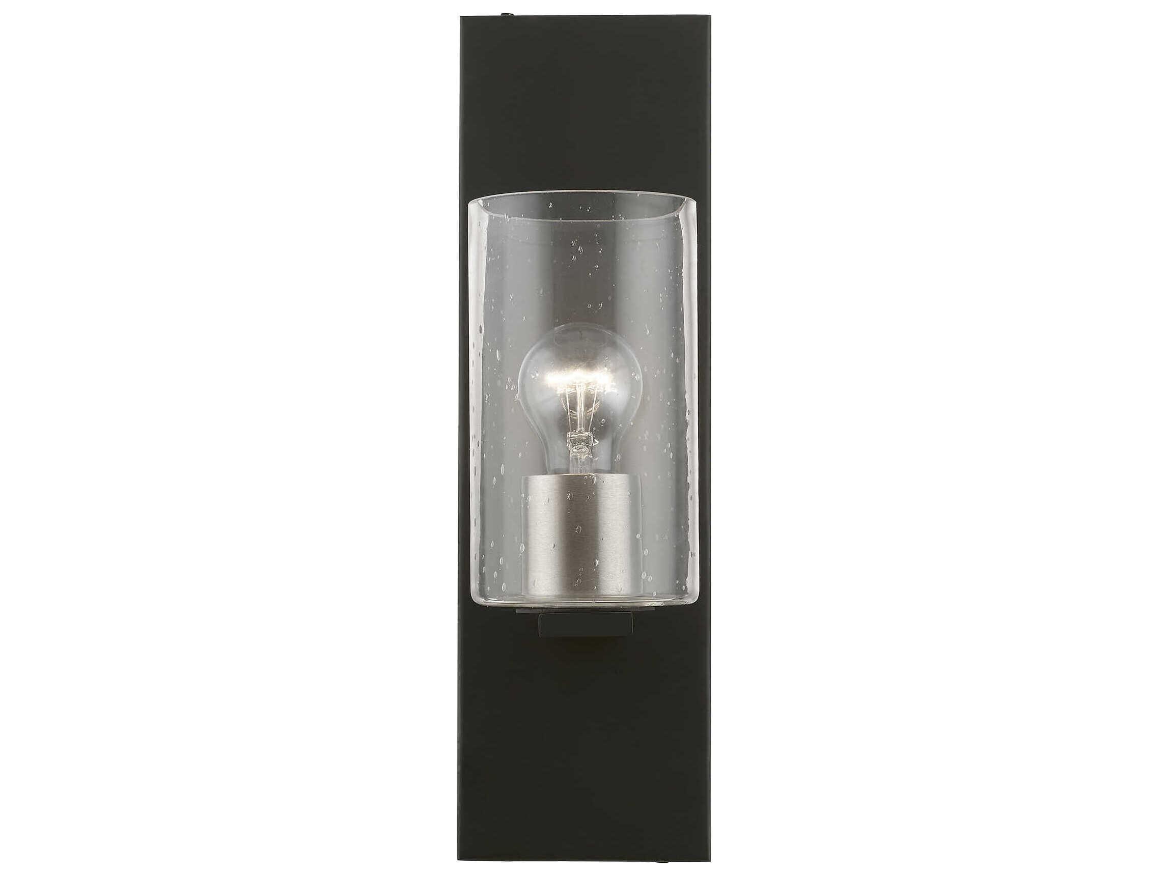 Livex Lighting Zurich 1-Light Black Brushed Nickel Glass Wall Sconce