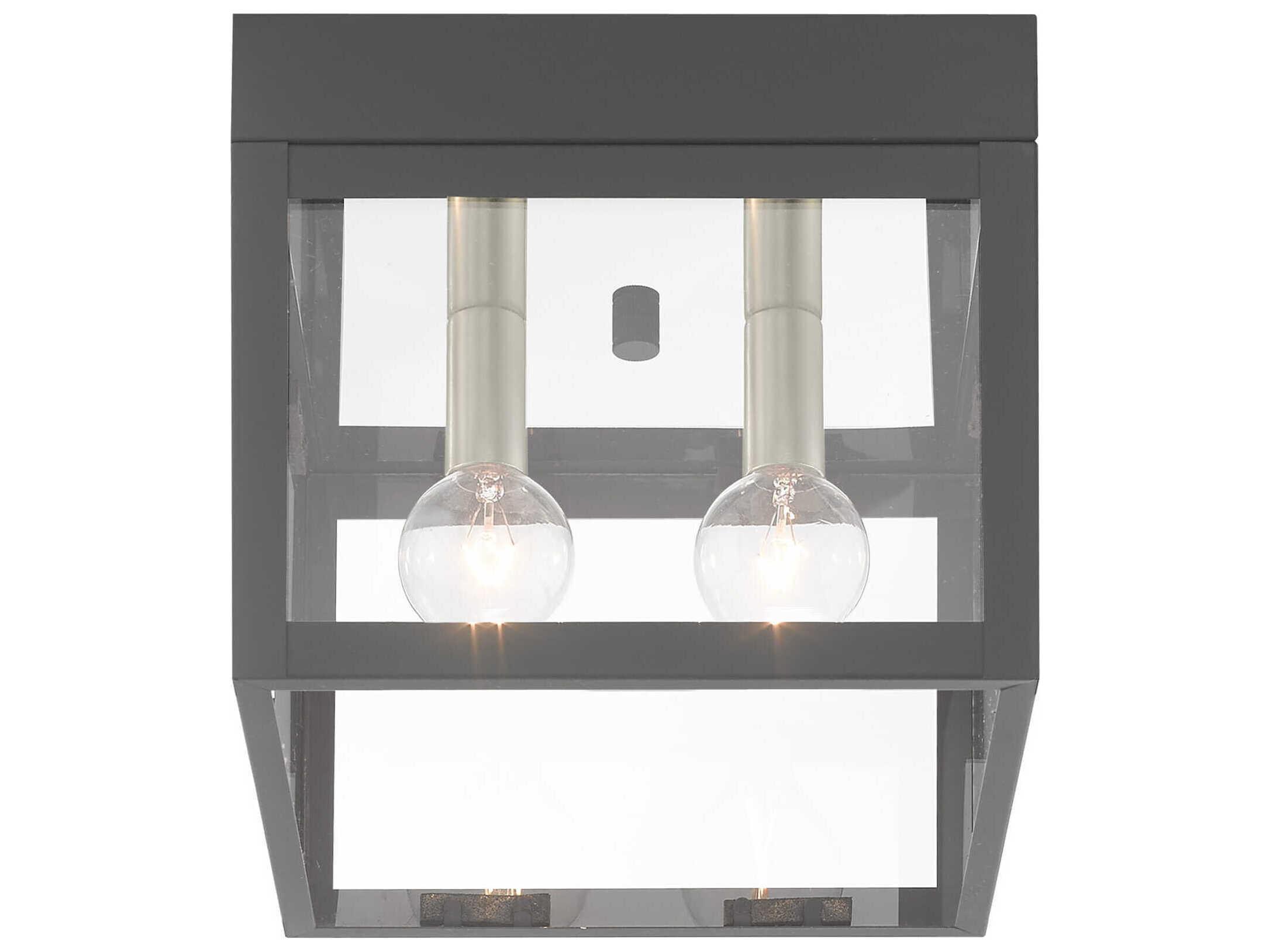 Livex Lighting Nyack 2-Light Scandinavian Gray Glass Flush Mount