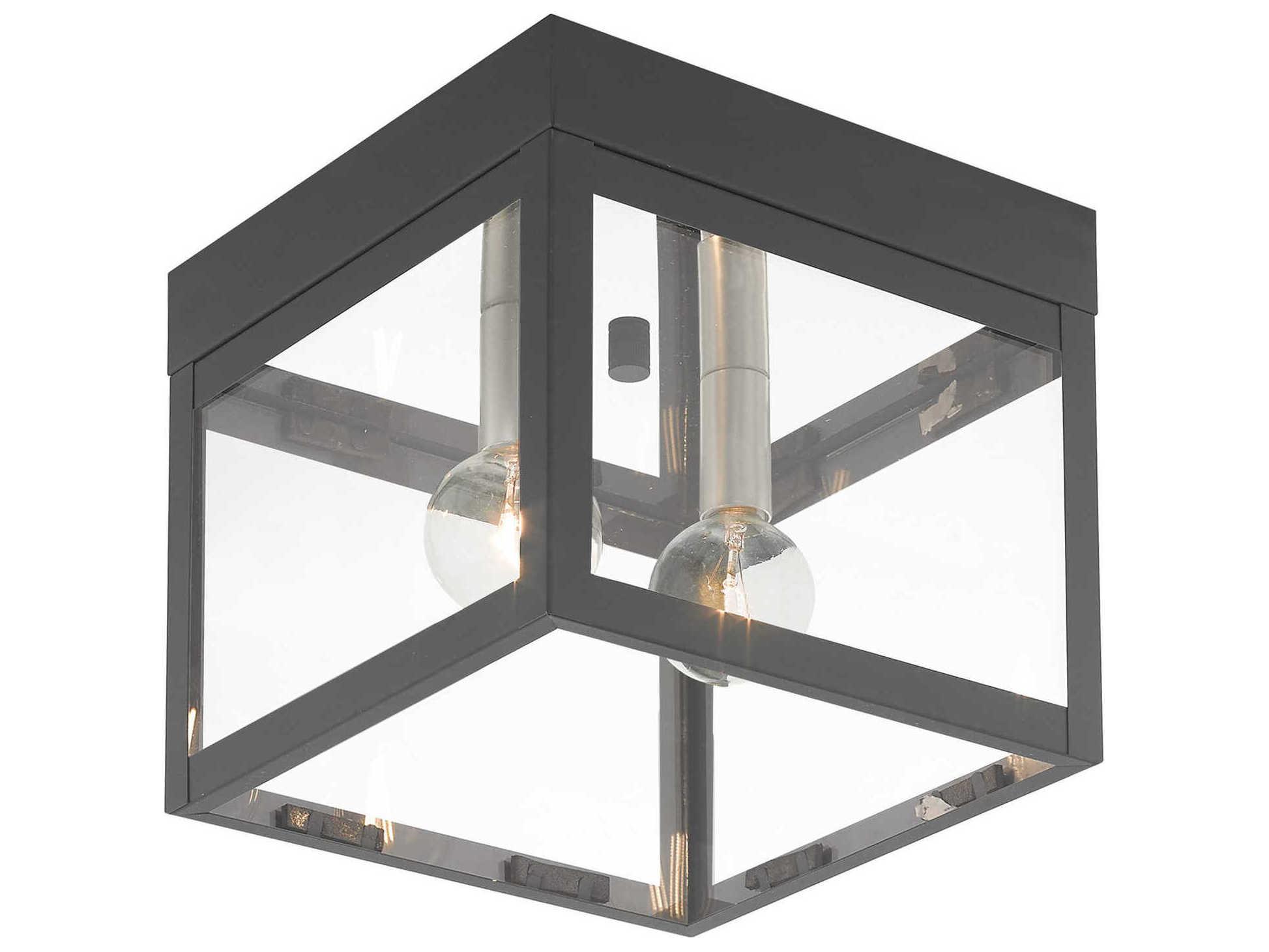 Livex Lighting Nyack 2-Light Scandinavian Gray Glass Flush Mount