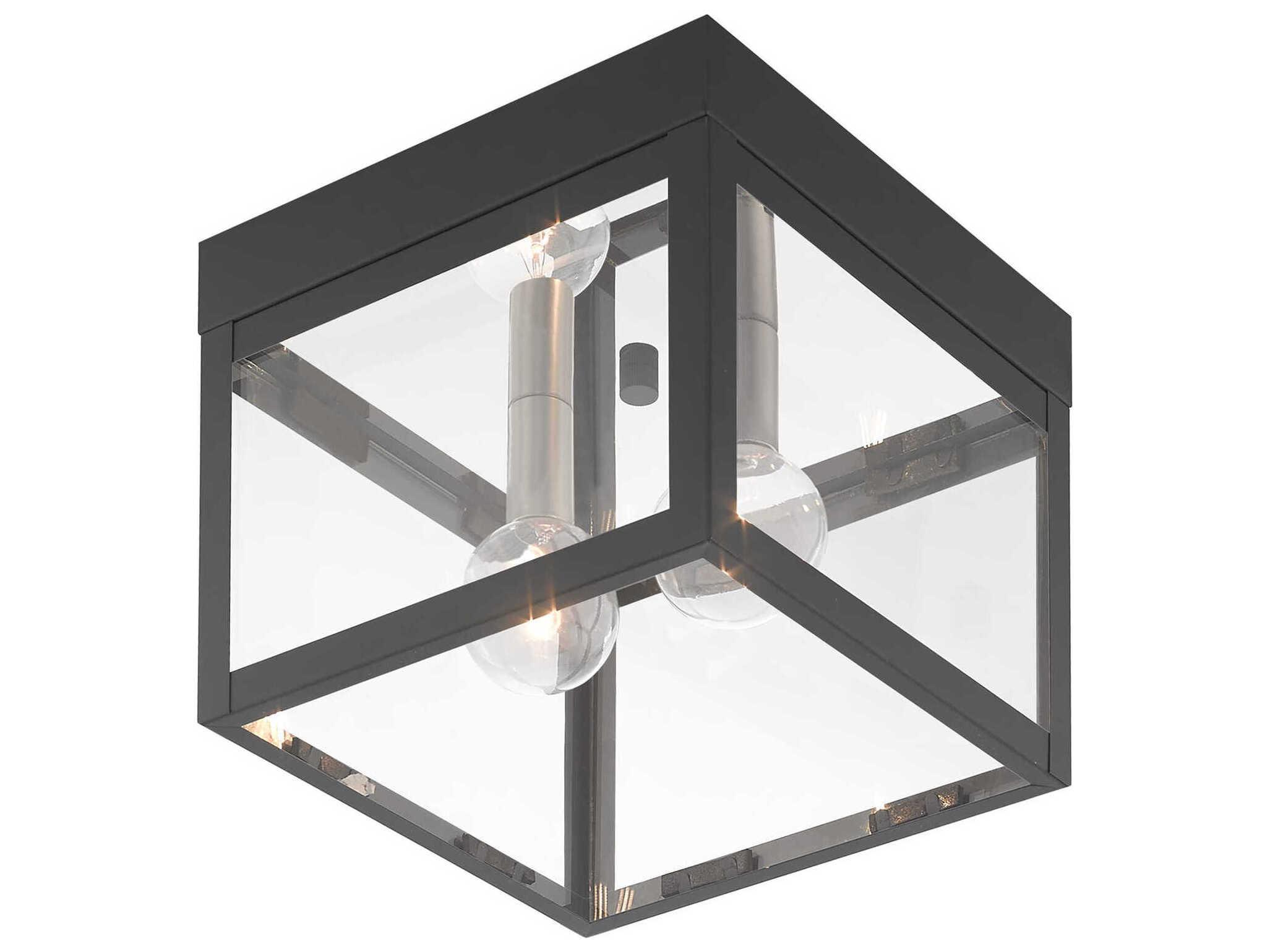 Livex Lighting Nyack 2-Light Scandinavian Gray Glass Flush Mount
