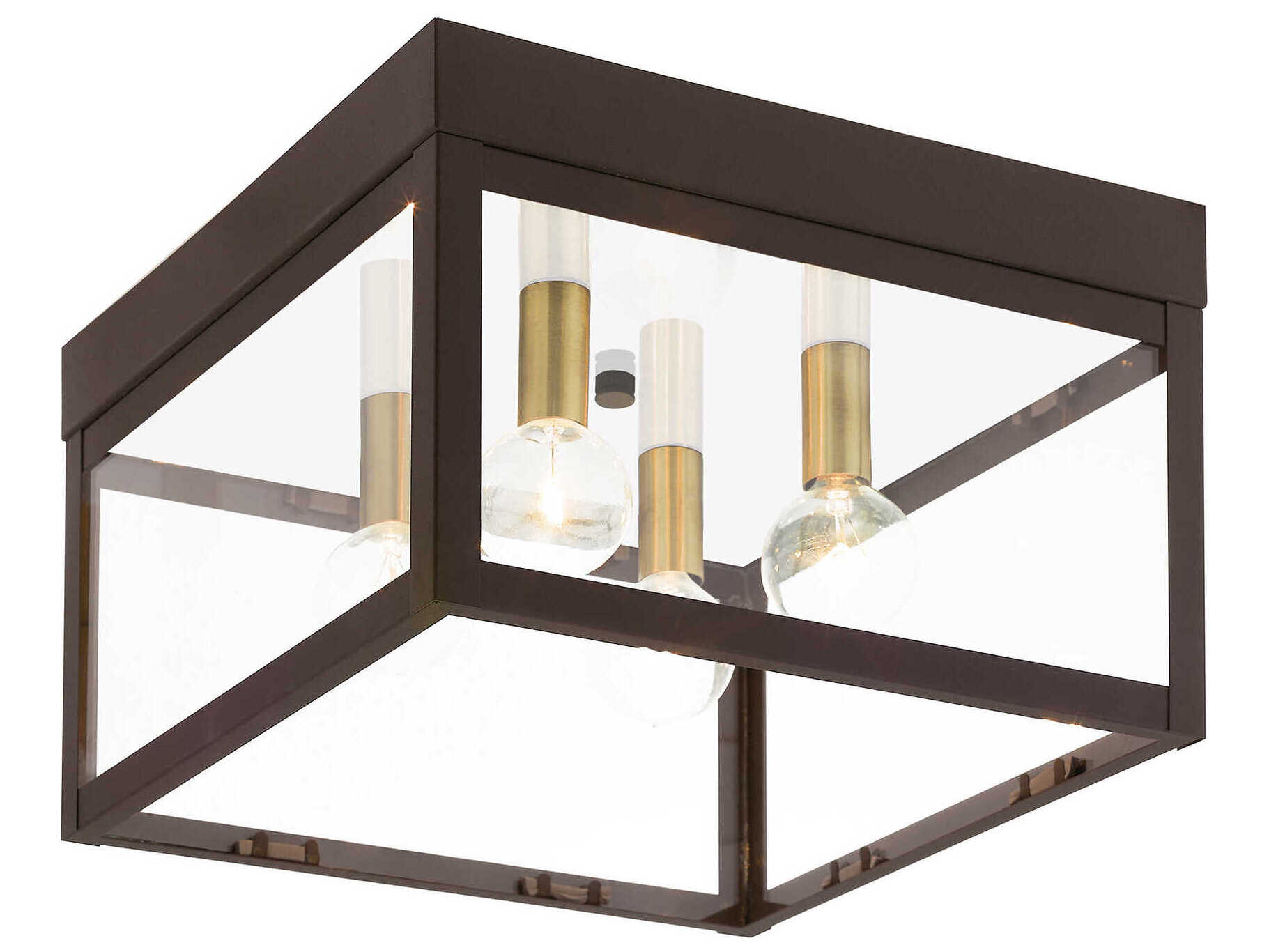Livex Lighting Nyack 4-Light Bronze Glass Flush Mount