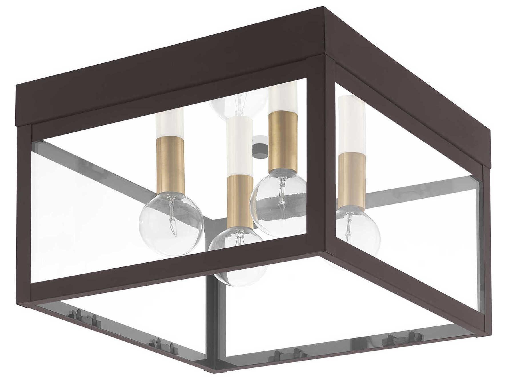 Livex Lighting Nyack 4-Light Bronze Glass Flush Mount