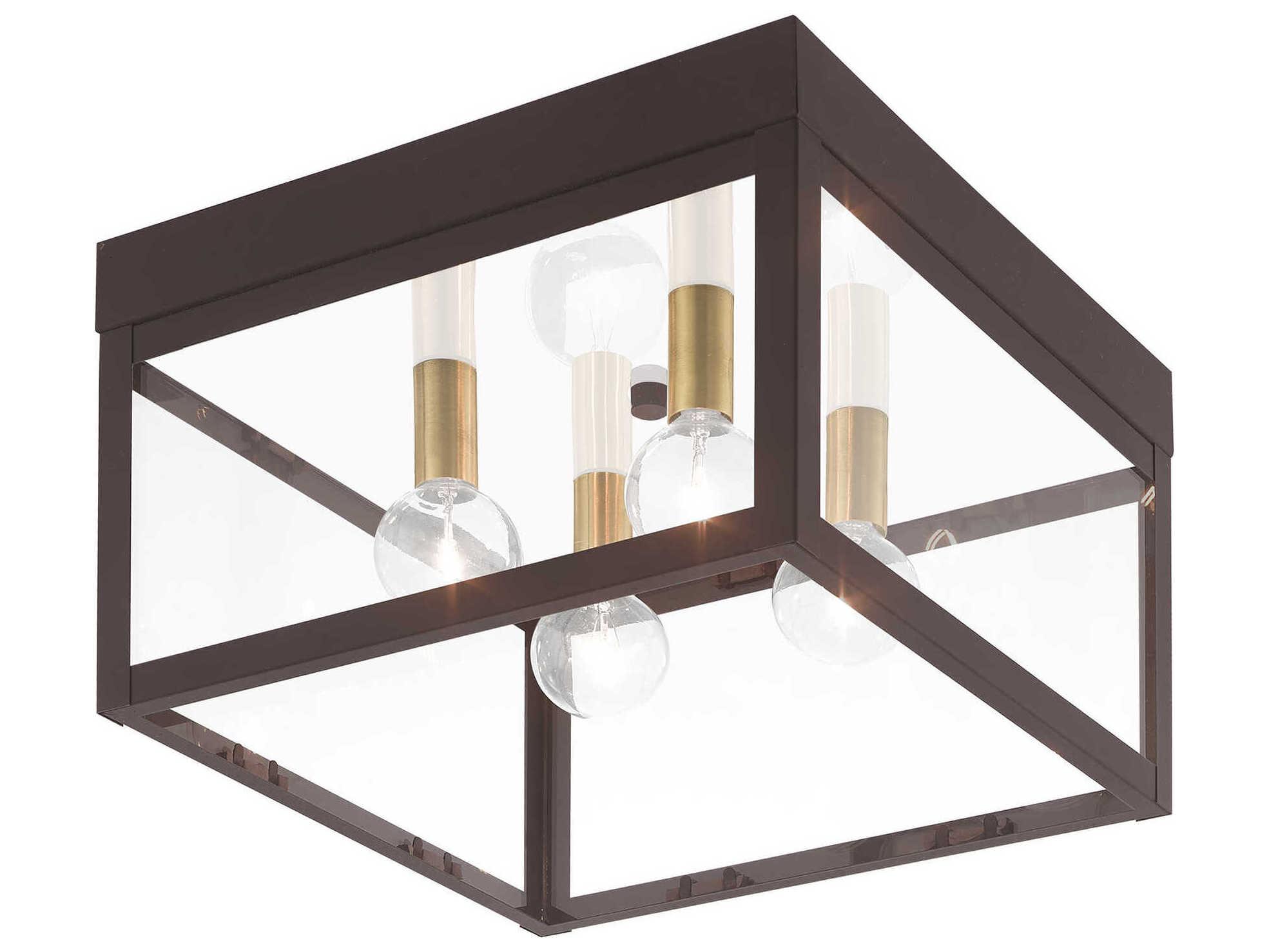 Livex Lighting Nyack 4-Light Bronze Glass Flush Mount