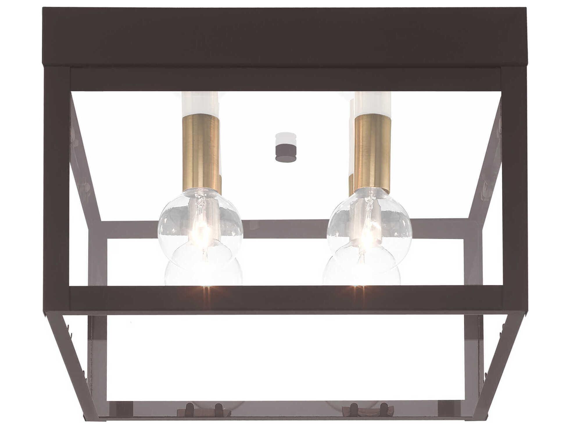 Livex Lighting Nyack 4-Light Bronze Glass Flush Mount