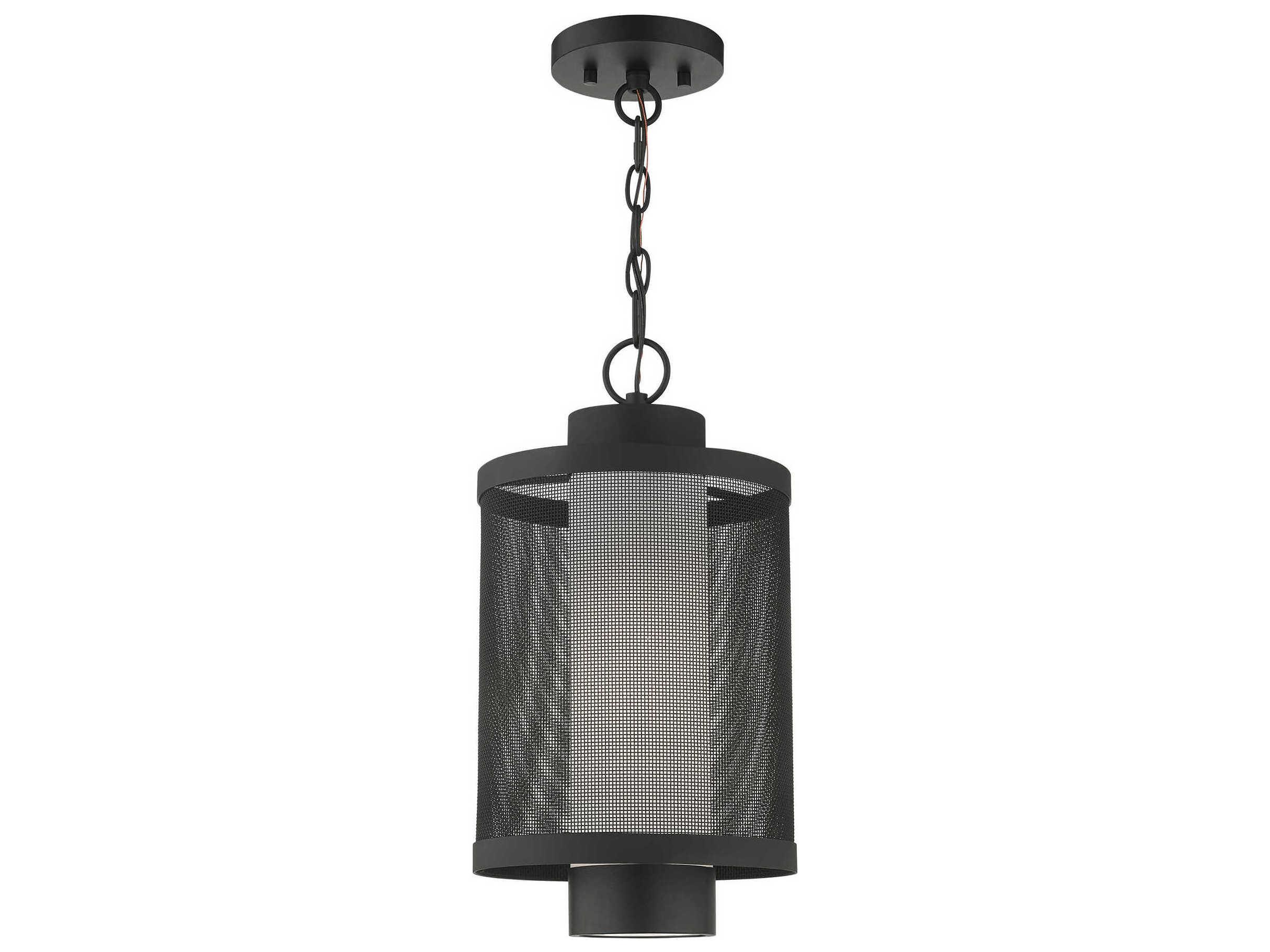 Livex Lighting Nottingham 1-Light Textured Black Glass Lantern Mini Pendant
