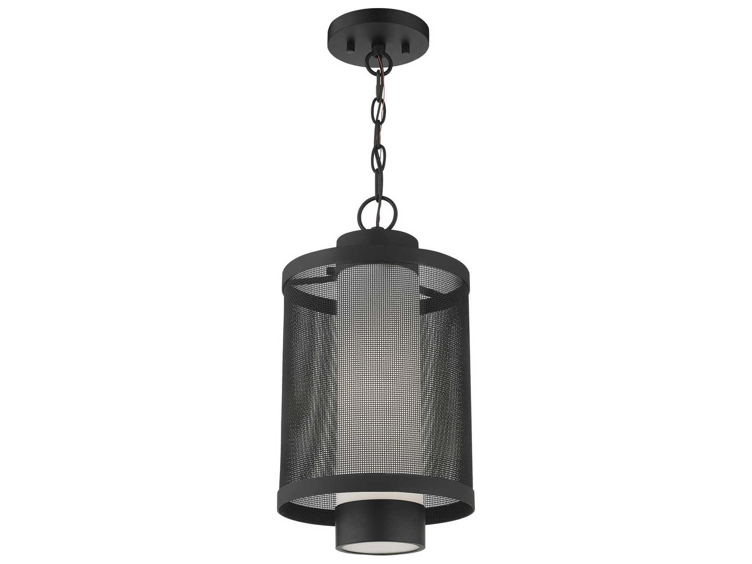 Livex Lighting Nottingham 1-Light Textured Black Glass Lantern Mini Pendant