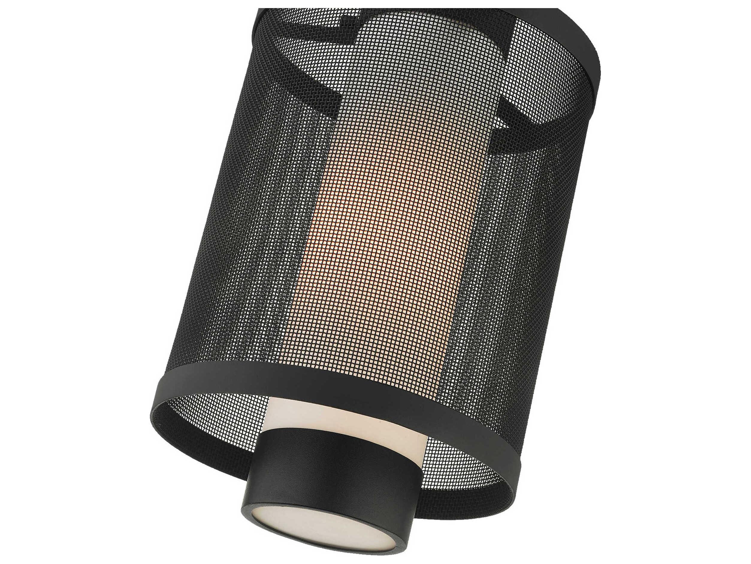 Livex Lighting Nottingham 1-Light Textured Black Glass Lantern Mini Pendant