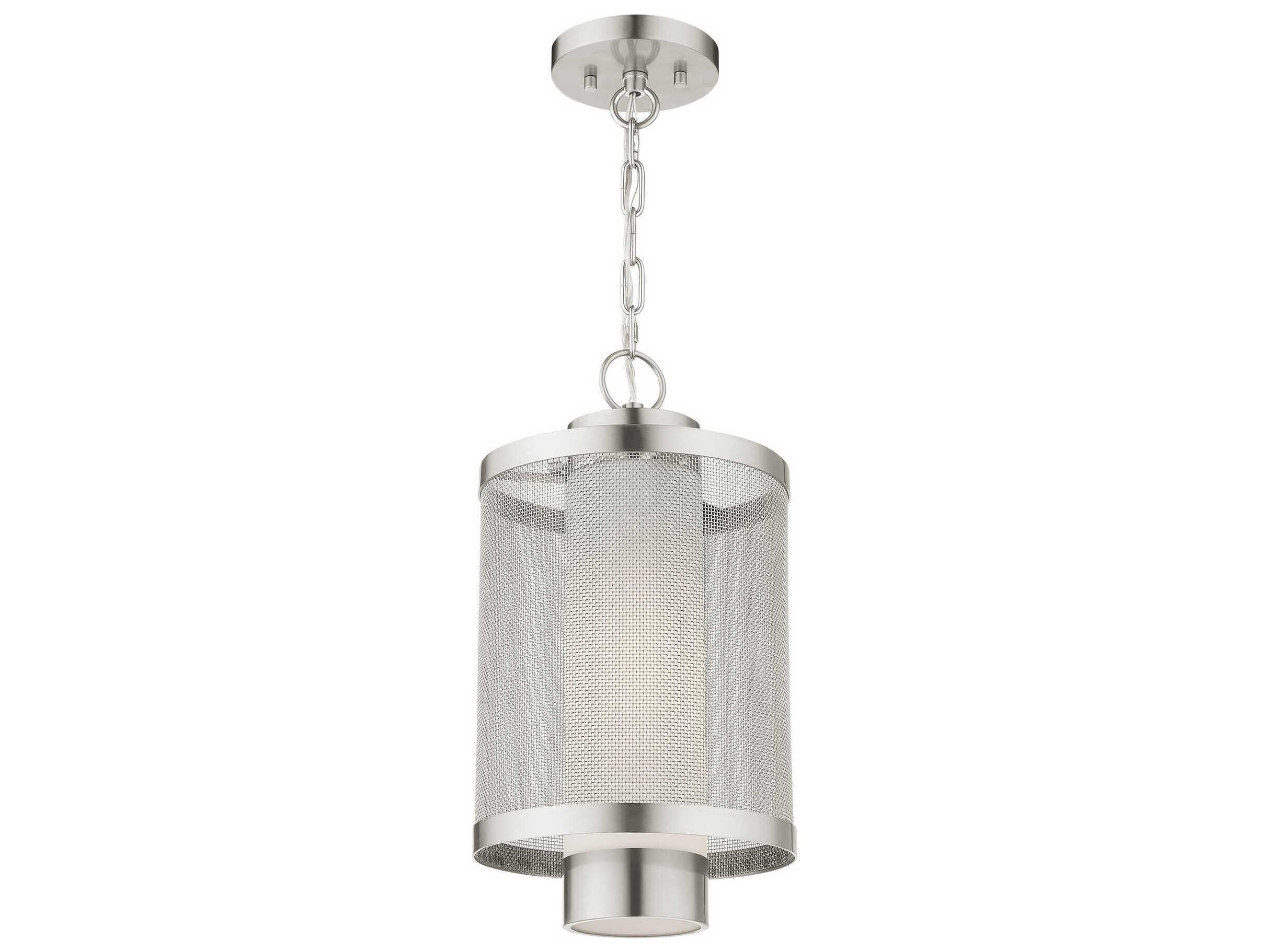 Livex Lighting Nottingham 1-Light Brushed Nickel Glass Lantern Mini Pendant