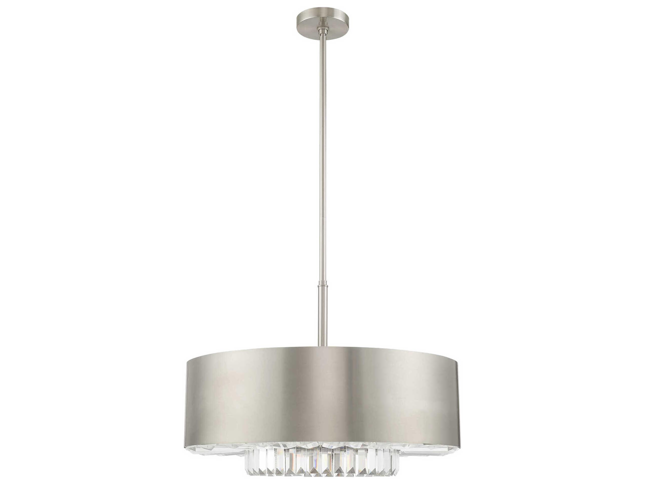 Livex Lighting Madison 6-Light Nickel Crystal Drum Pendant