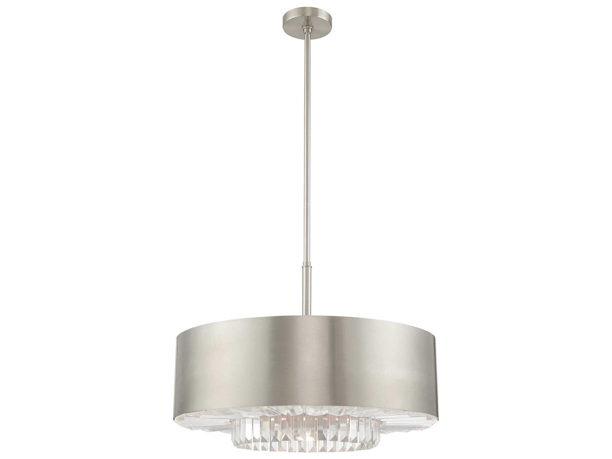 Livex Lighting Madison 6-Light Nickel Crystal Drum Pendant