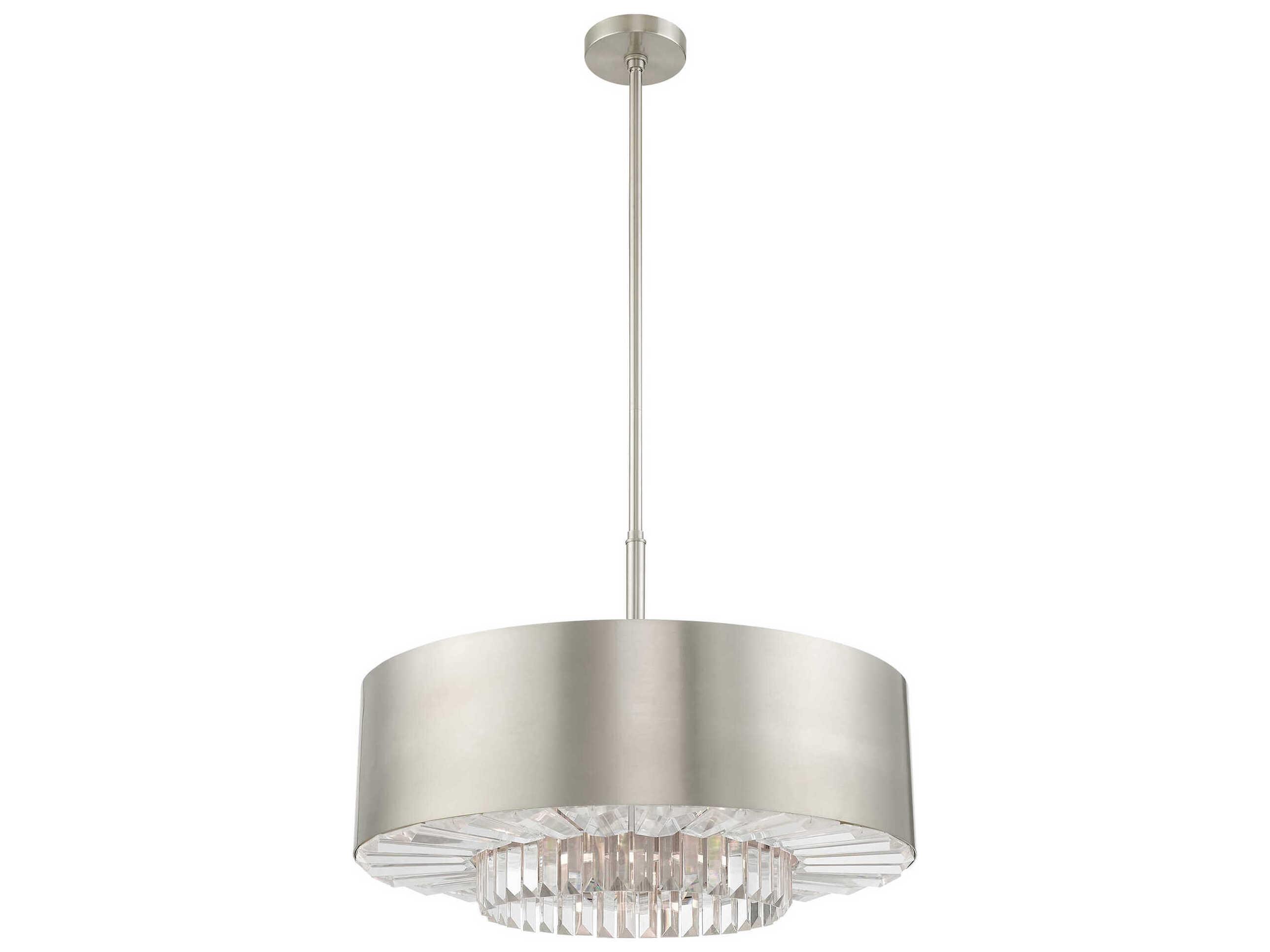Livex Lighting Madison 6-Light Nickel Crystal Drum Pendant