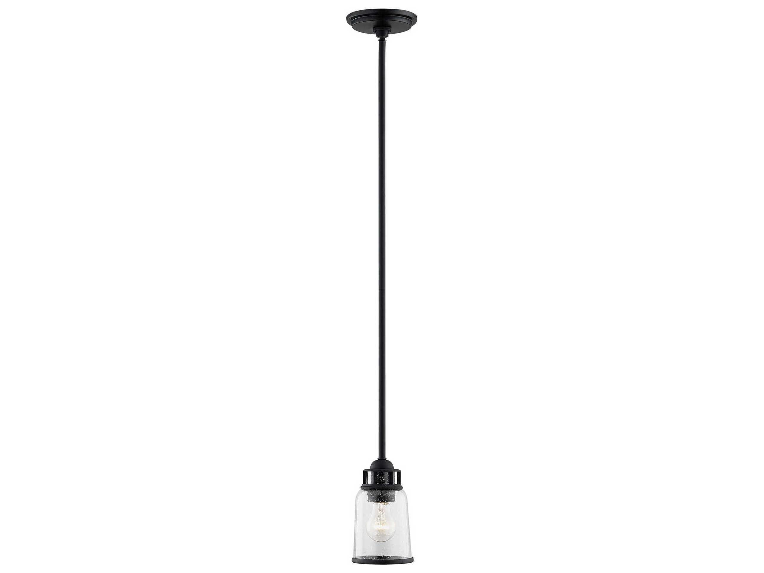Livex Lighting Lawrenceville 1-Light Black Glass Bell Mini Pendant