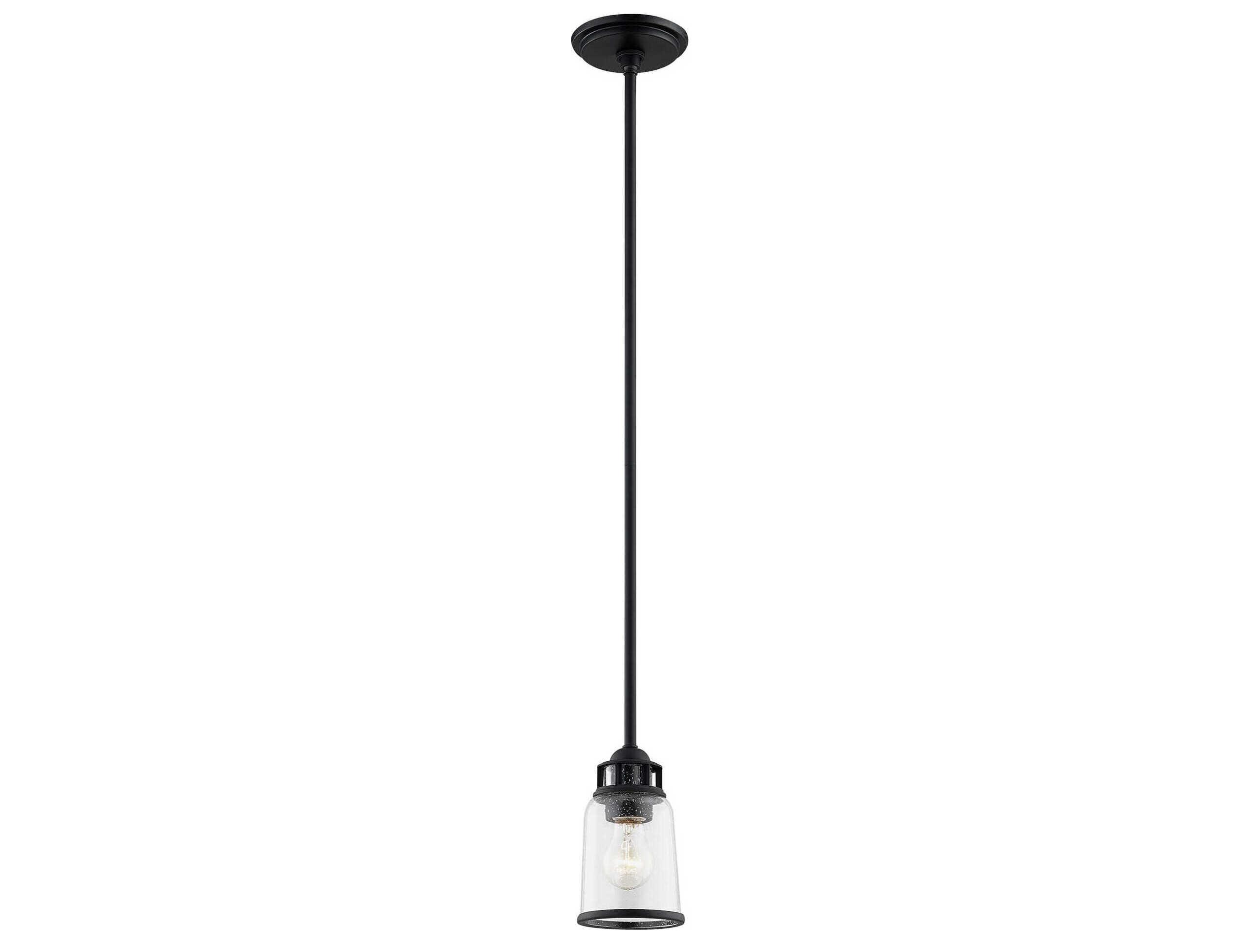 Livex Lighting Lawrenceville 1-Light Black Glass Bell Mini Pendant