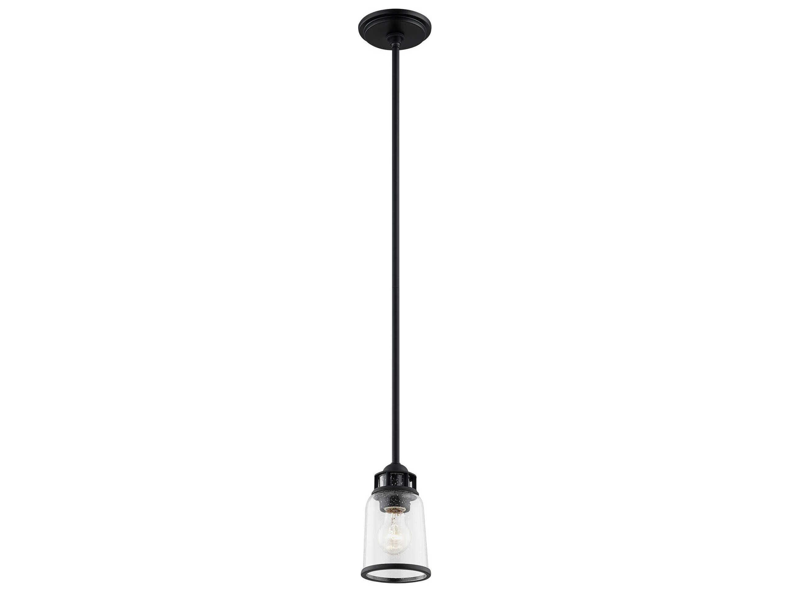 Livex Lighting Lawrenceville 1-Light Black Glass Bell Mini Pendant