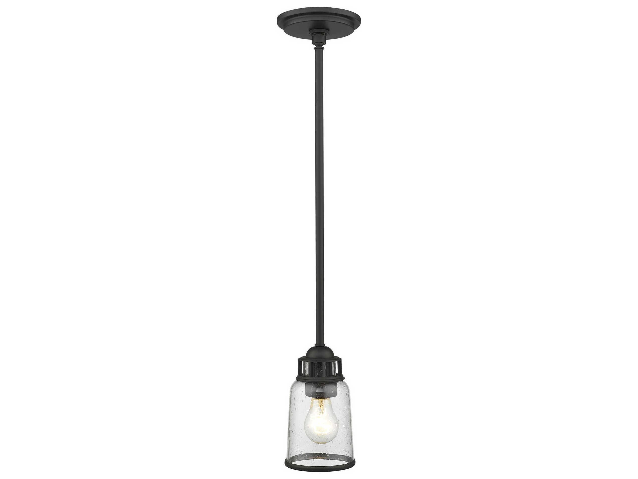 Livex Lighting Lawrenceville 1-Light Bronze Clear Glass Bell Mini Pendant