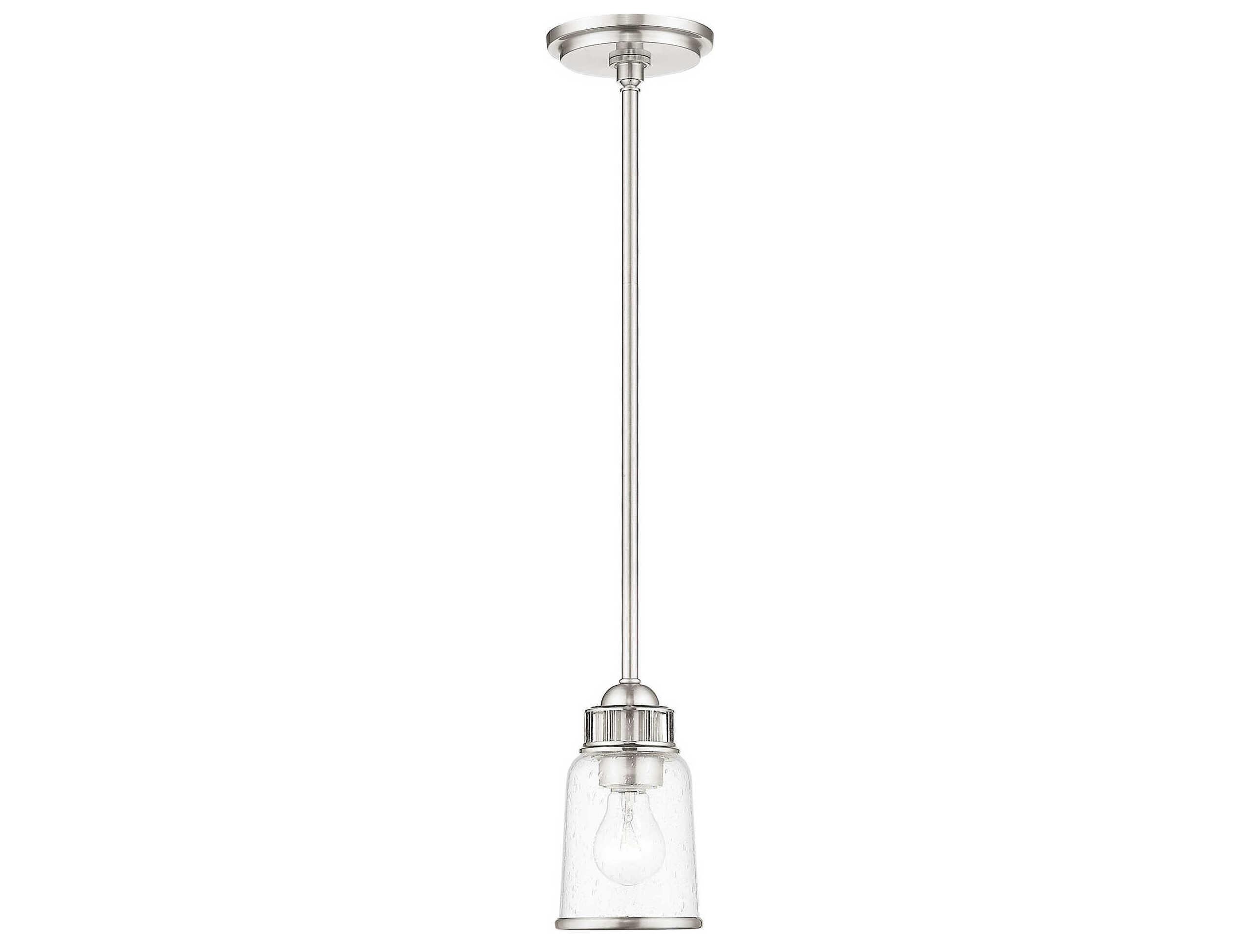 Livex Lighting Lawrenceville 1-Light Brushed Nickel Clear Glass Bell Mini Pendant