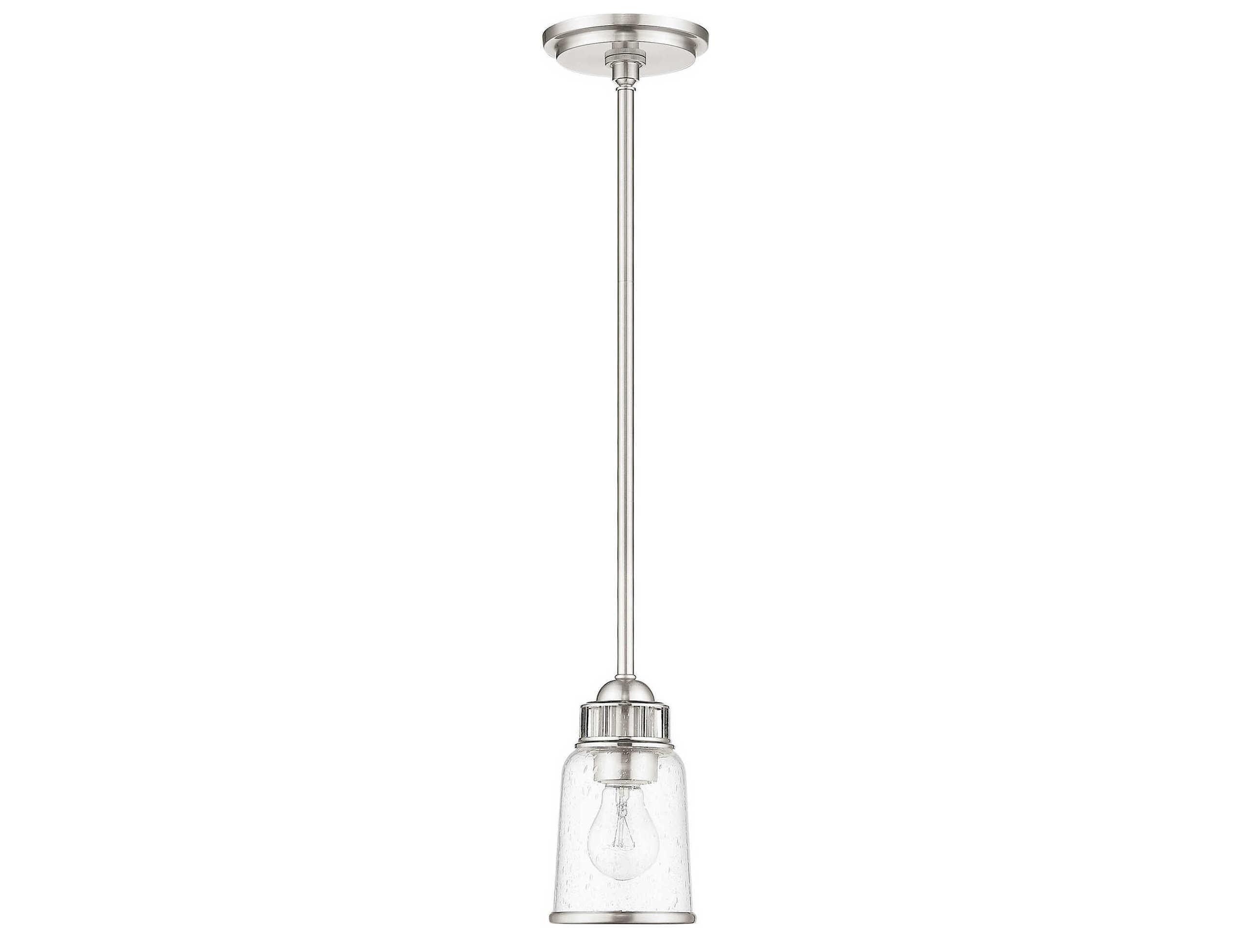 Livex Lighting Lawrenceville 1-Light Brushed Nickel Clear Glass Bell Mini Pendant
