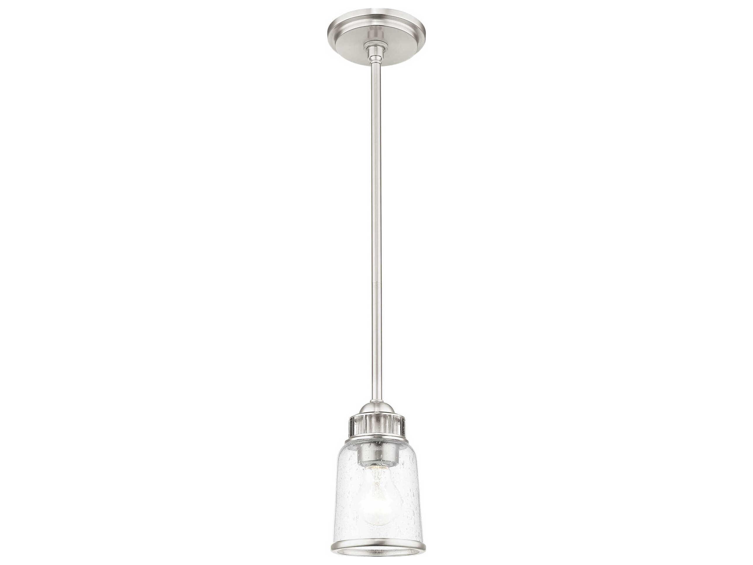 Livex Lighting Lawrenceville 1-Light Brushed Nickel Clear Glass Bell Mini Pendant