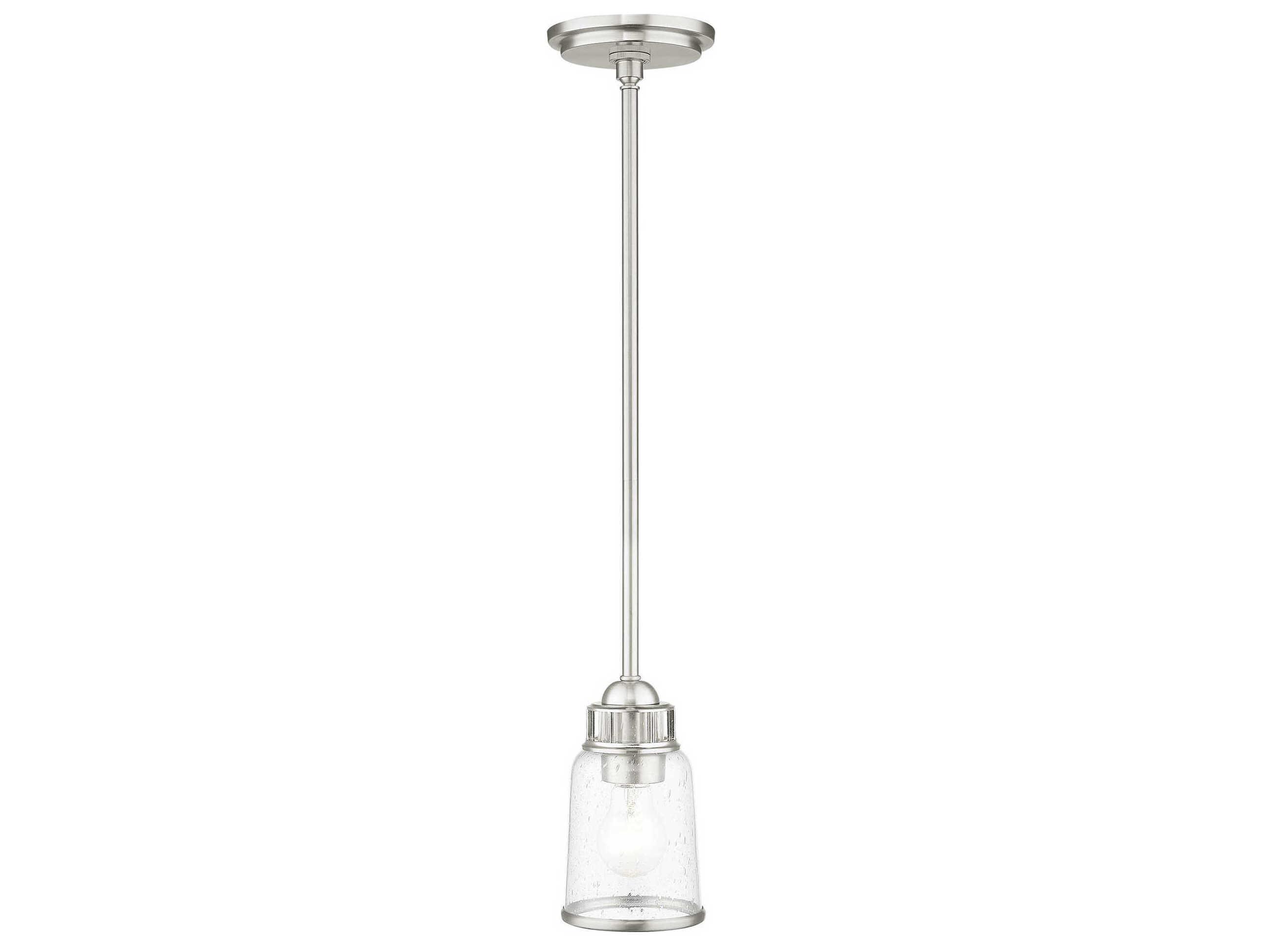 Livex Lighting Lawrenceville 1-Light Brushed Nickel Clear Glass Bell Mini Pendant