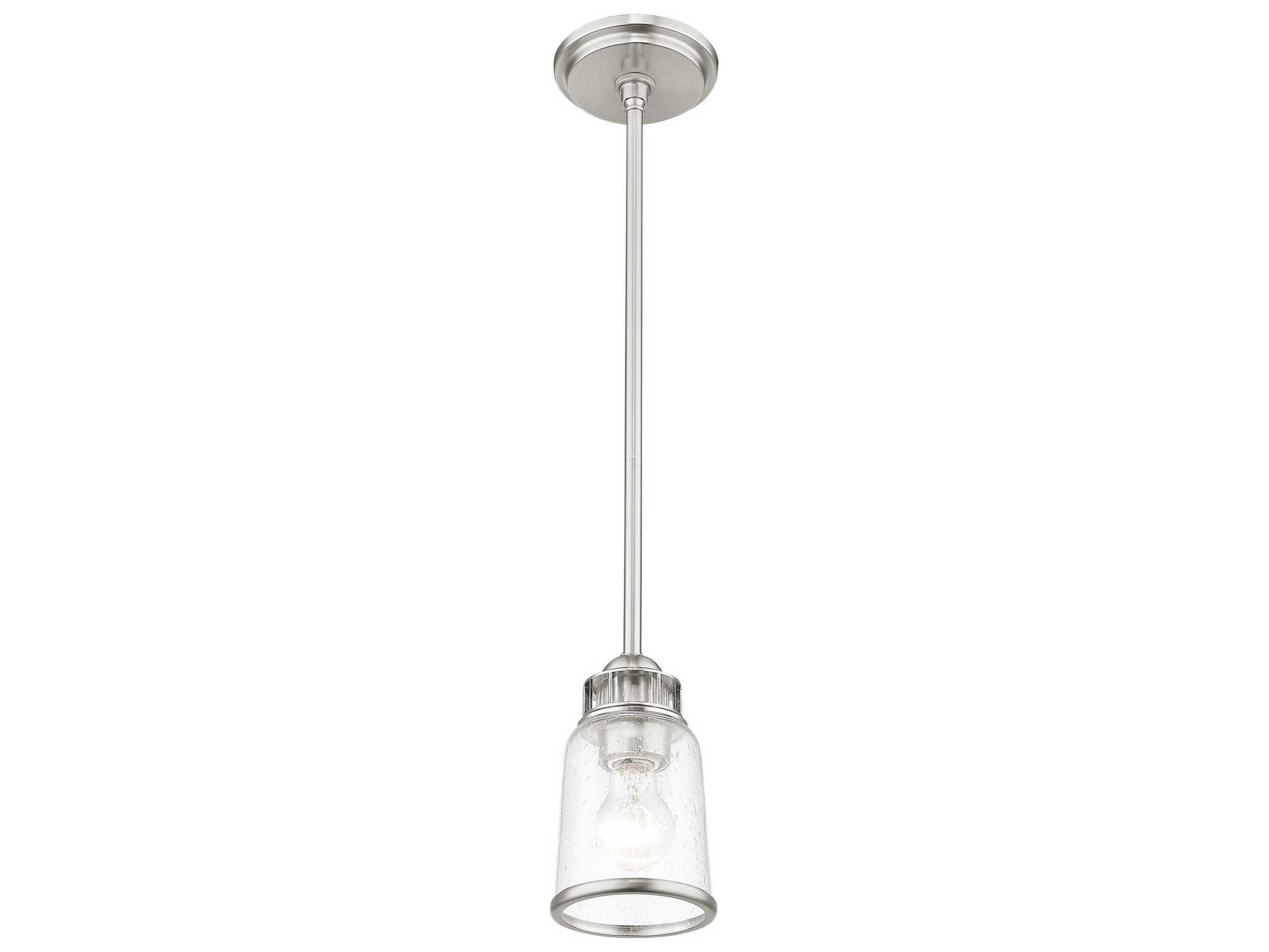 Livex Lighting Lawrenceville 1-Light Brushed Nickel Clear Glass Bell Mini Pendant