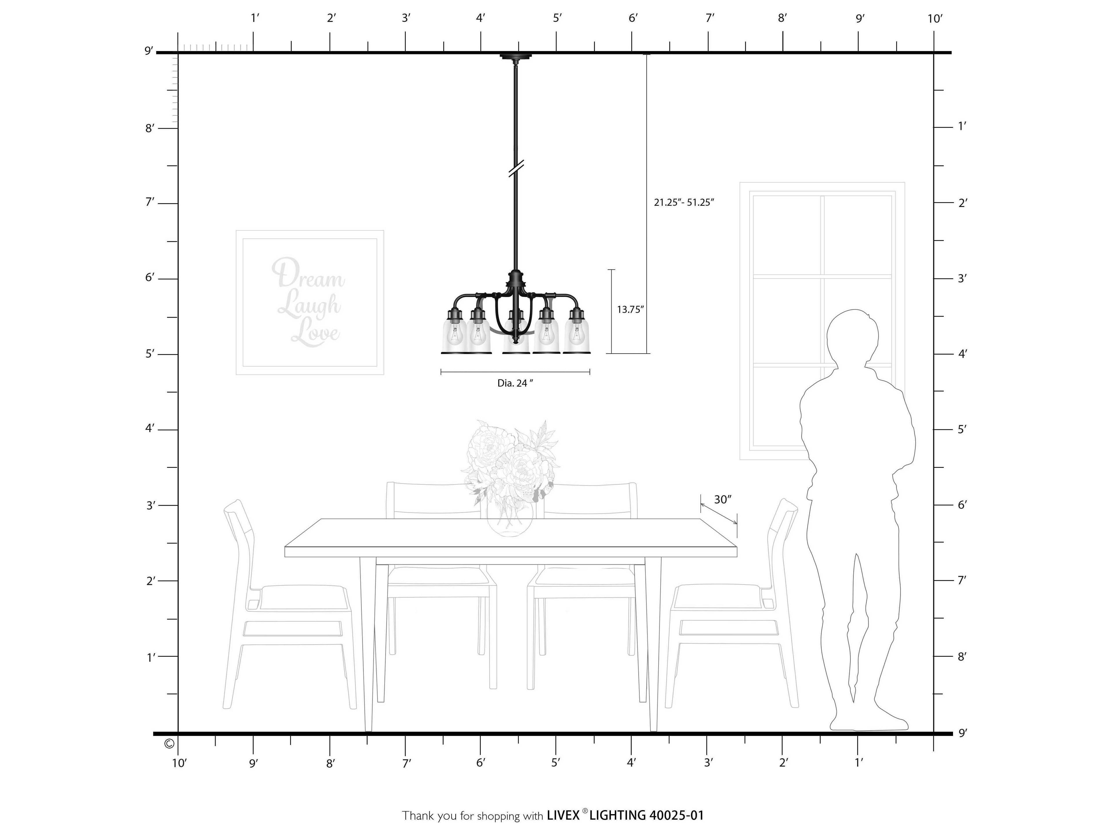 Livex Lighting Lawrenceville 5-Light Antique Brass Clear Glass Bell Chandelier