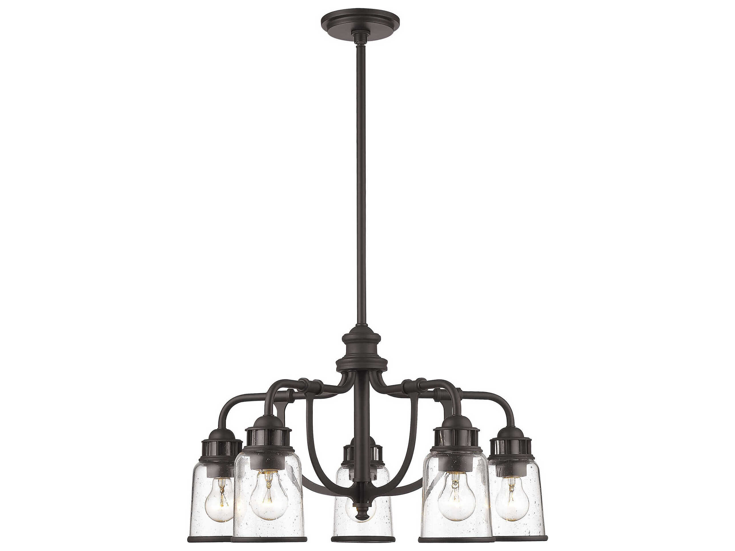 Livex Lighting Lawrenceville 5-Light Bronze Clear Glass Bell Chandelier