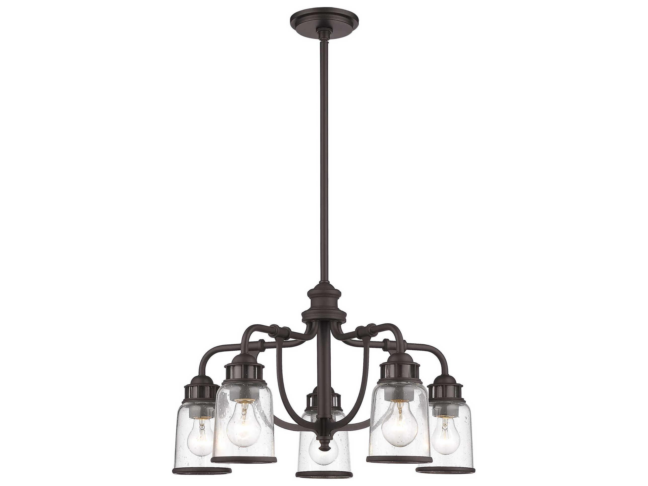Livex Lighting Lawrenceville 5-Light Bronze Clear Glass Bell Chandelier
