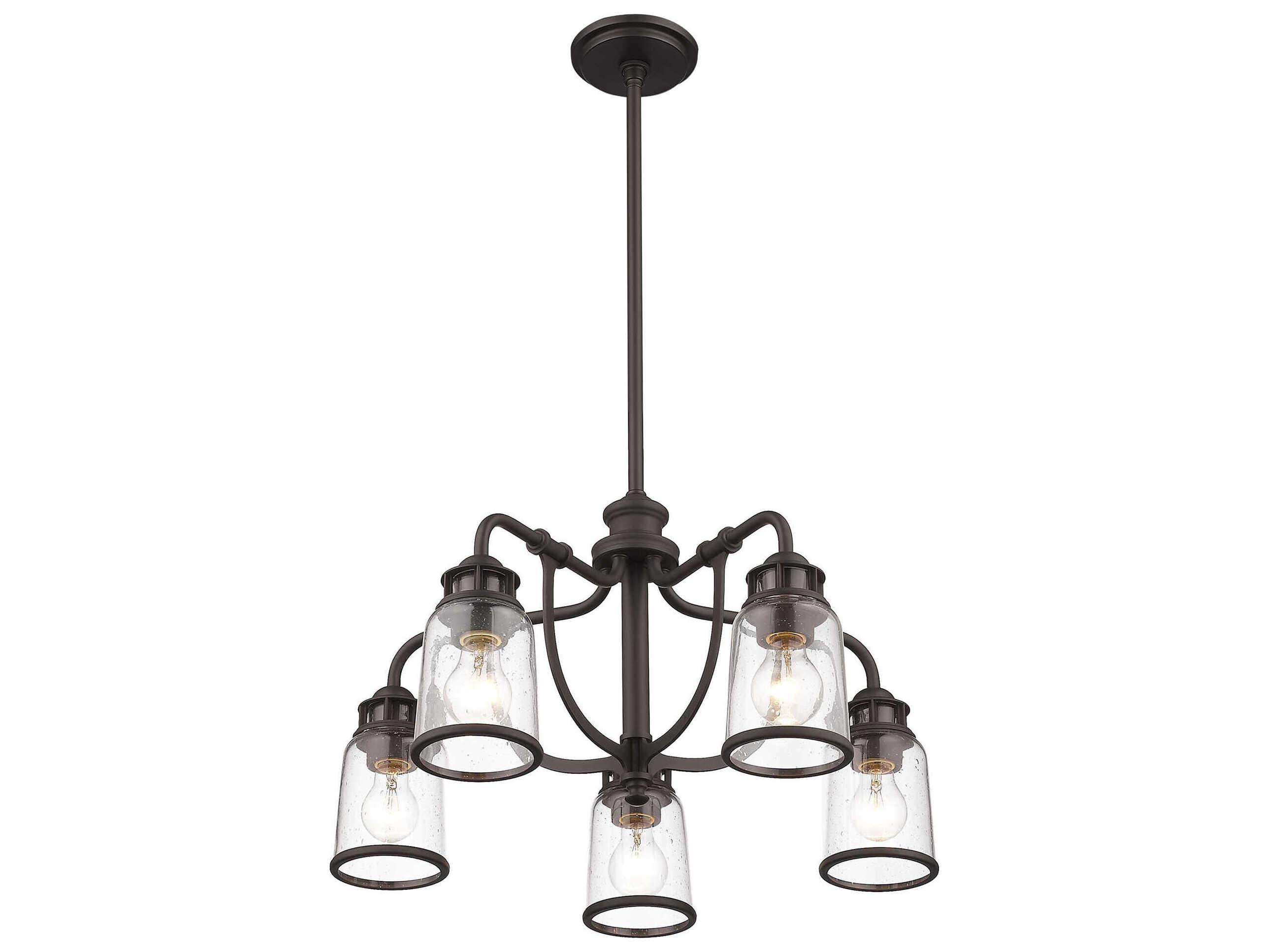 Livex Lighting Lawrenceville 5-Light Bronze Clear Glass Bell Chandelier