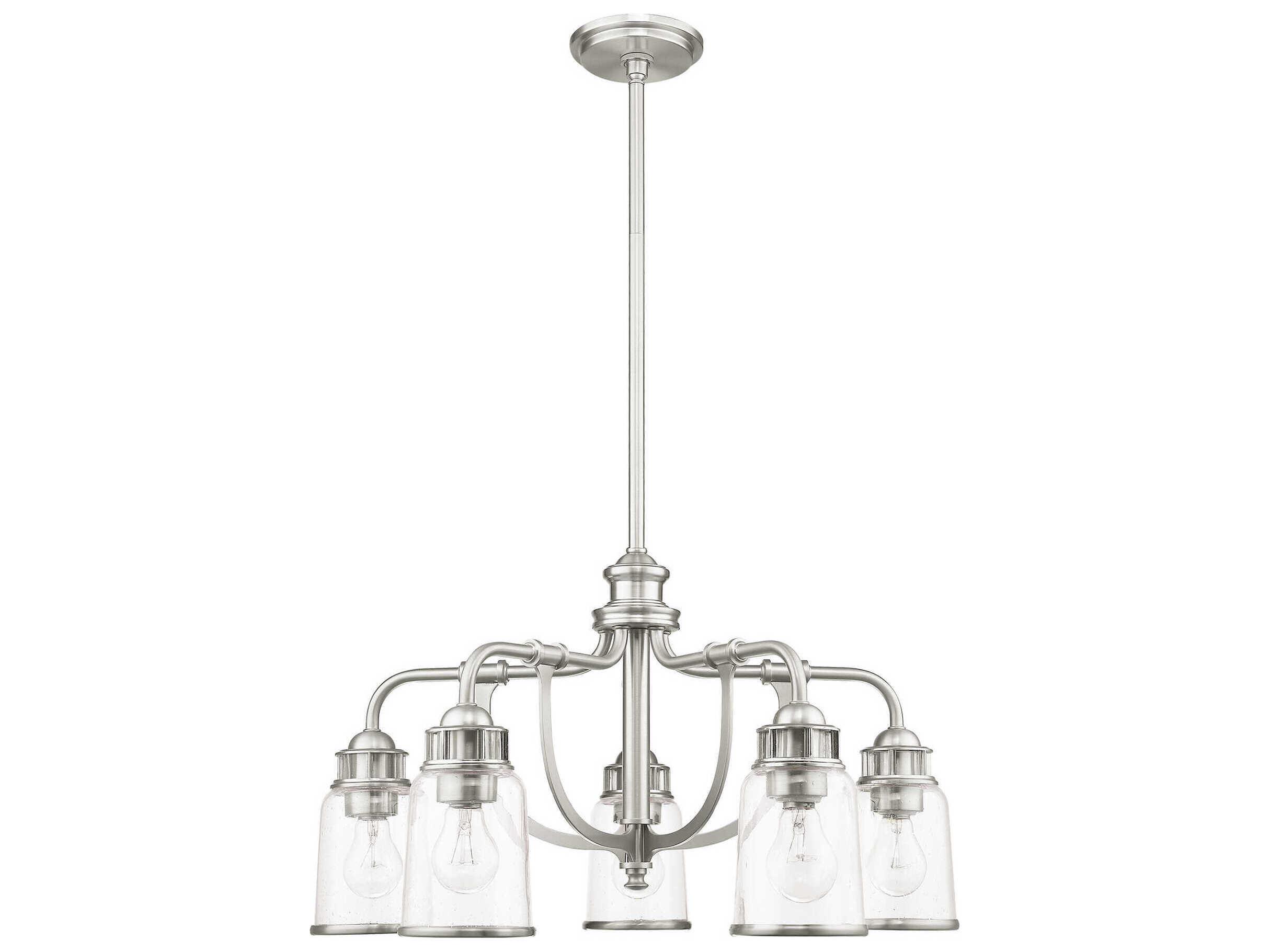 Livex Lighting Lawrenceville 5-Light Brushed Nickel Clear Glass Bell Chandelier