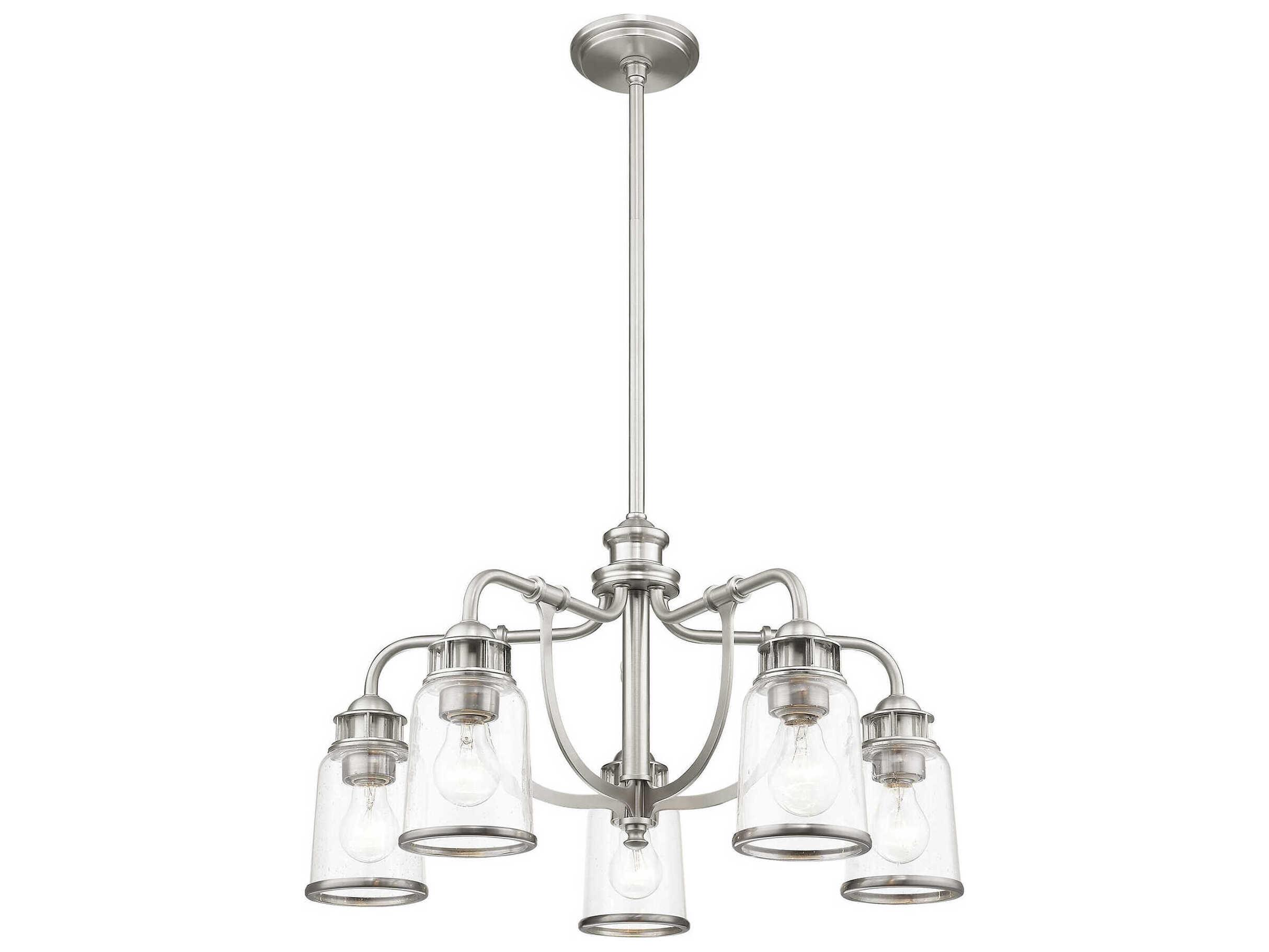 Livex Lighting Lawrenceville 5-Light Brushed Nickel Clear Glass Bell Chandelier