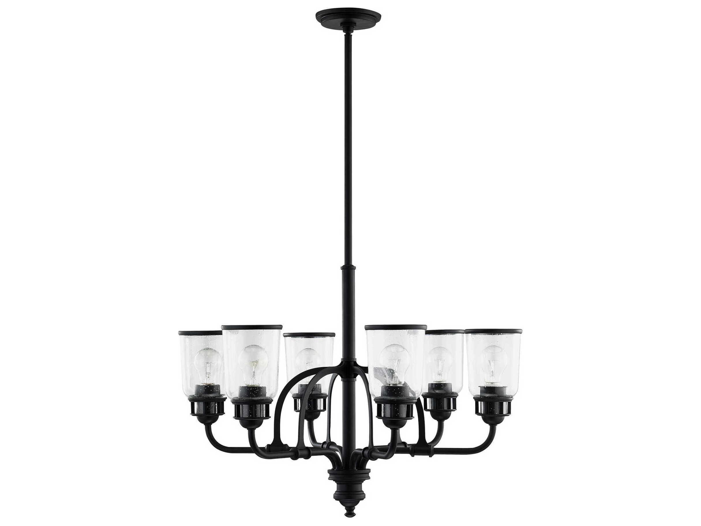 Livex Lighting Lawrenceville 6-Light Black Clear Glass Bell Chandelier