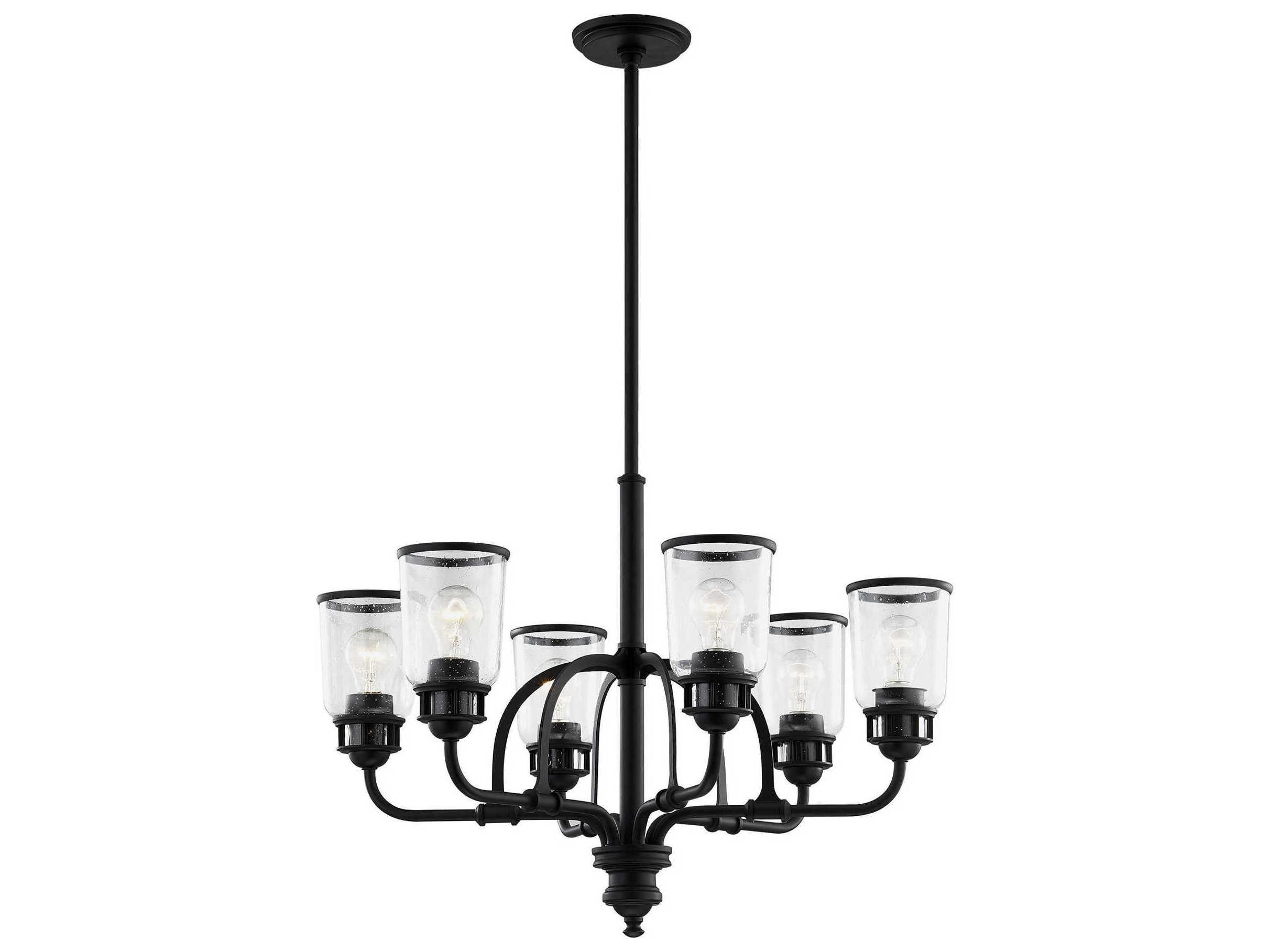 Livex Lighting Lawrenceville 6-Light Black Clear Glass Bell Chandelier