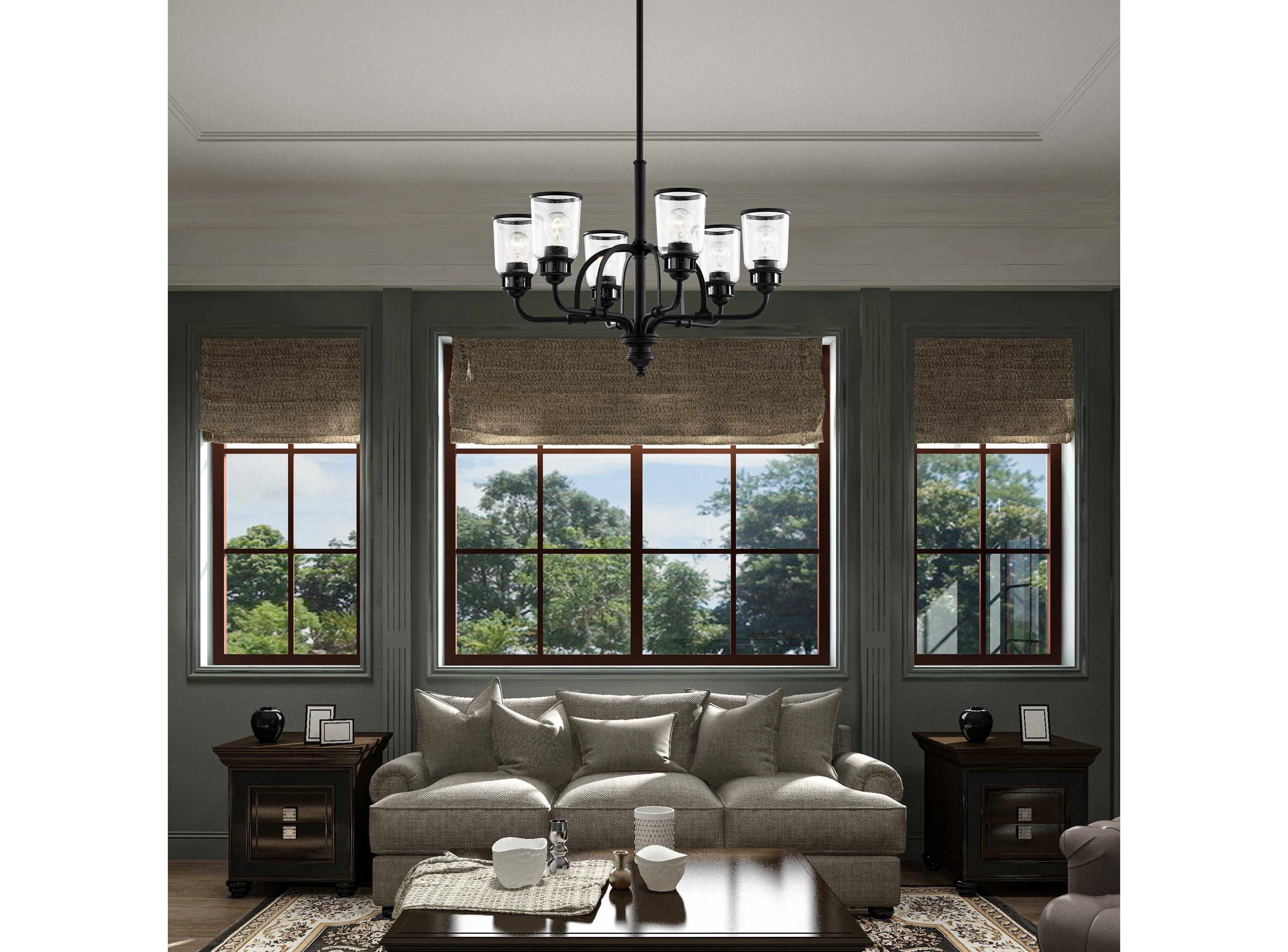 Livex Lighting Lawrenceville 6-Light Black Clear Glass Bell Chandelier