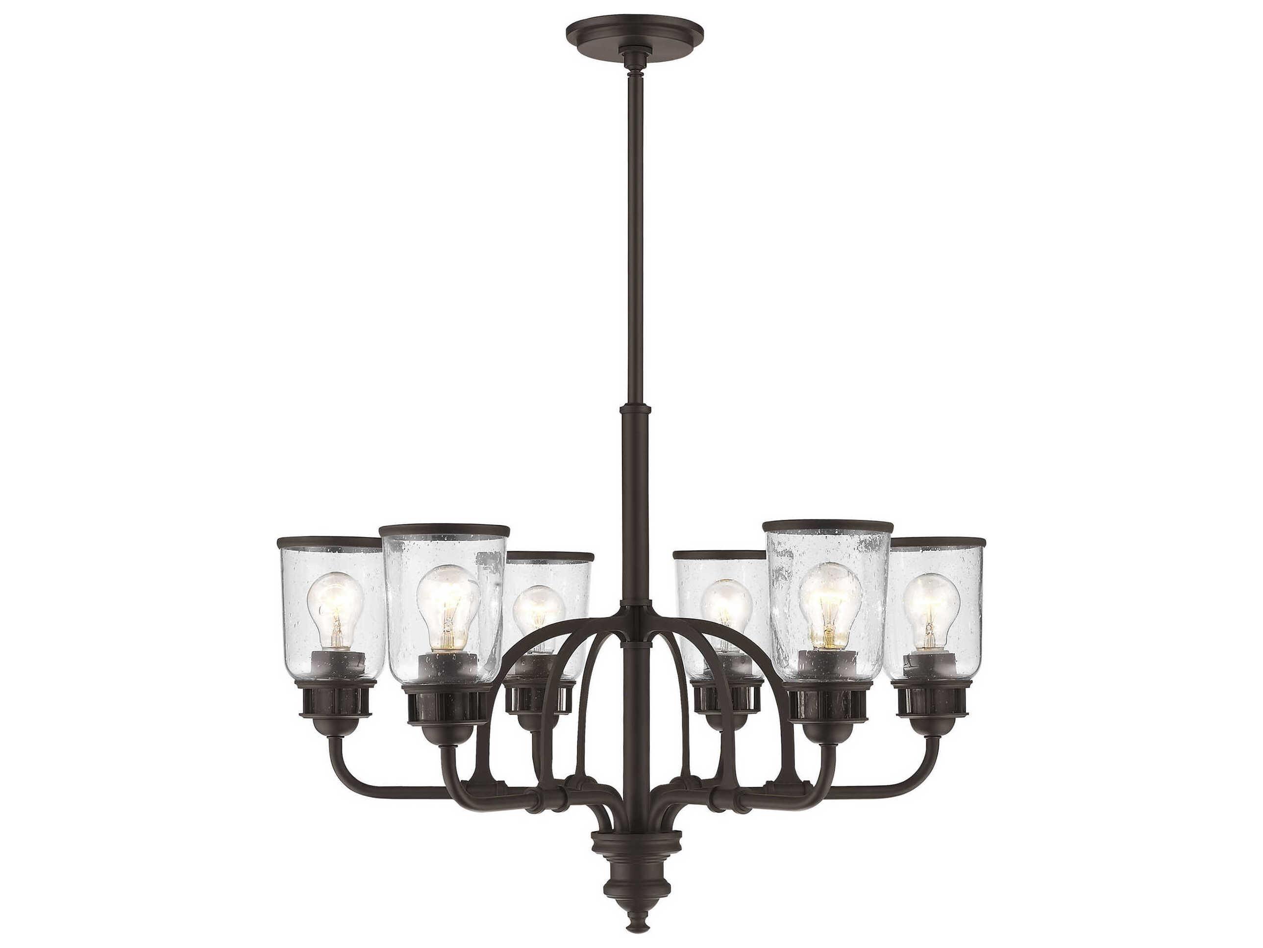 Livex Lighting Lawrenceville 6-Light Bronze Clear Glass Bell Chandelier