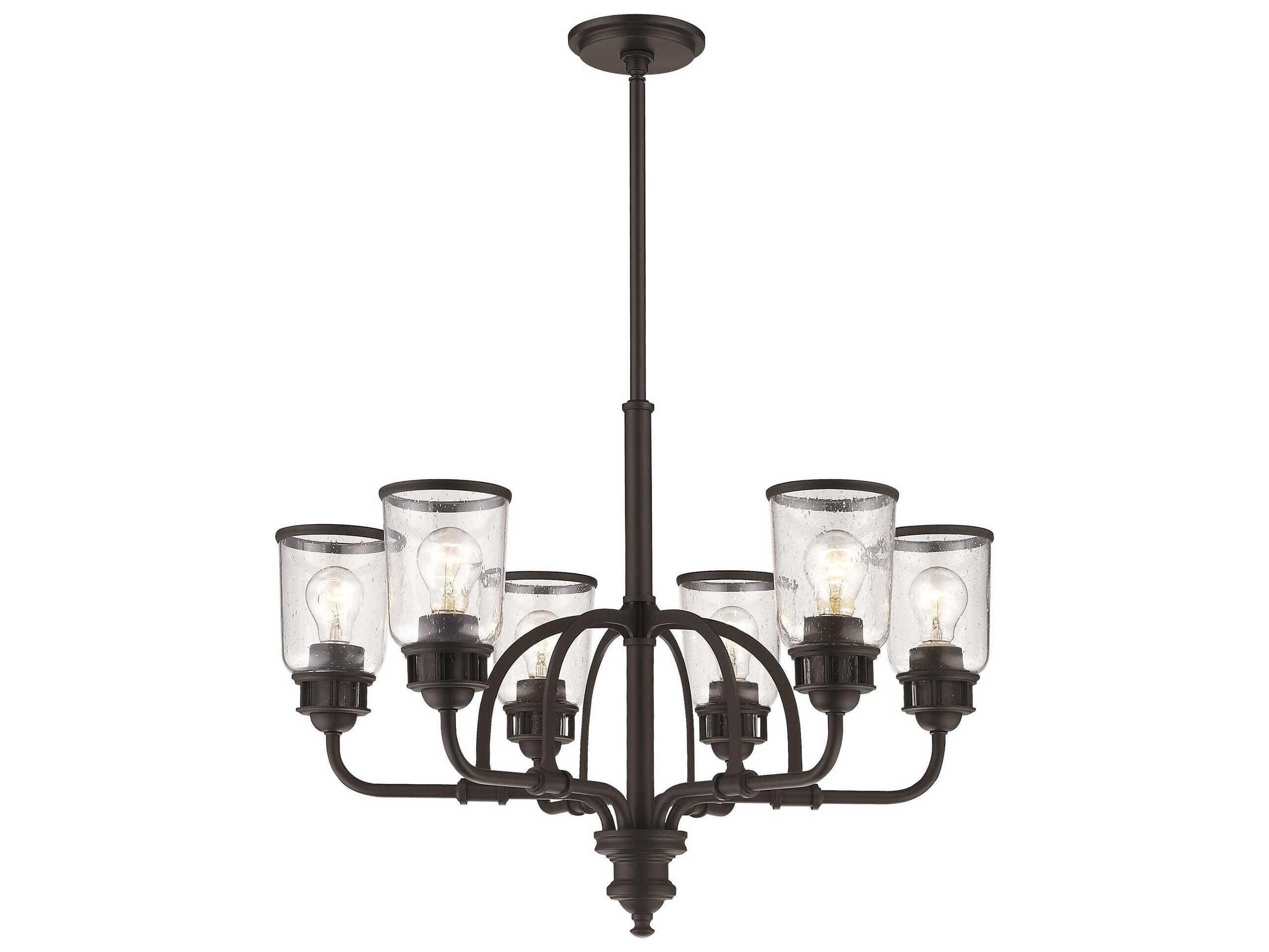Livex Lighting Lawrenceville 6-Light Bronze Clear Glass Bell Chandelier