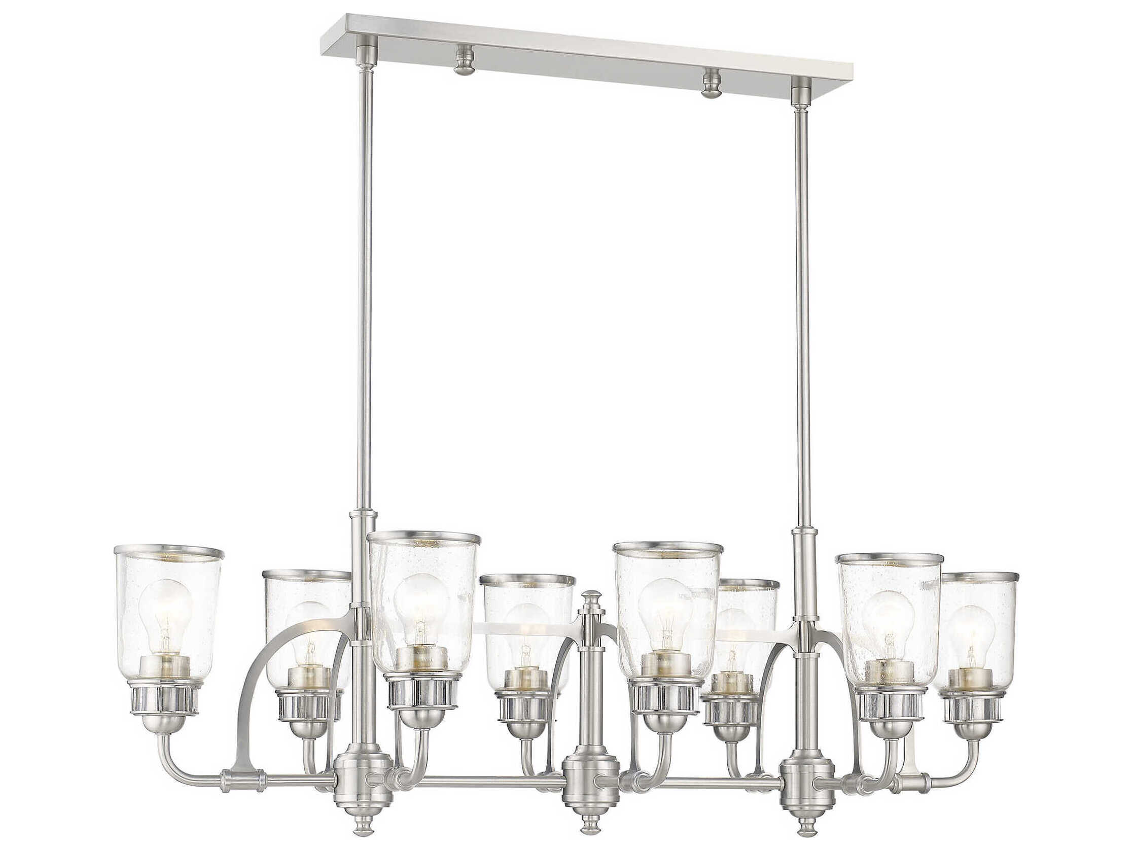 Livex Lighting Lawrenceville 8-Light Brushed Nickel Glass Cylinder Island Pendant