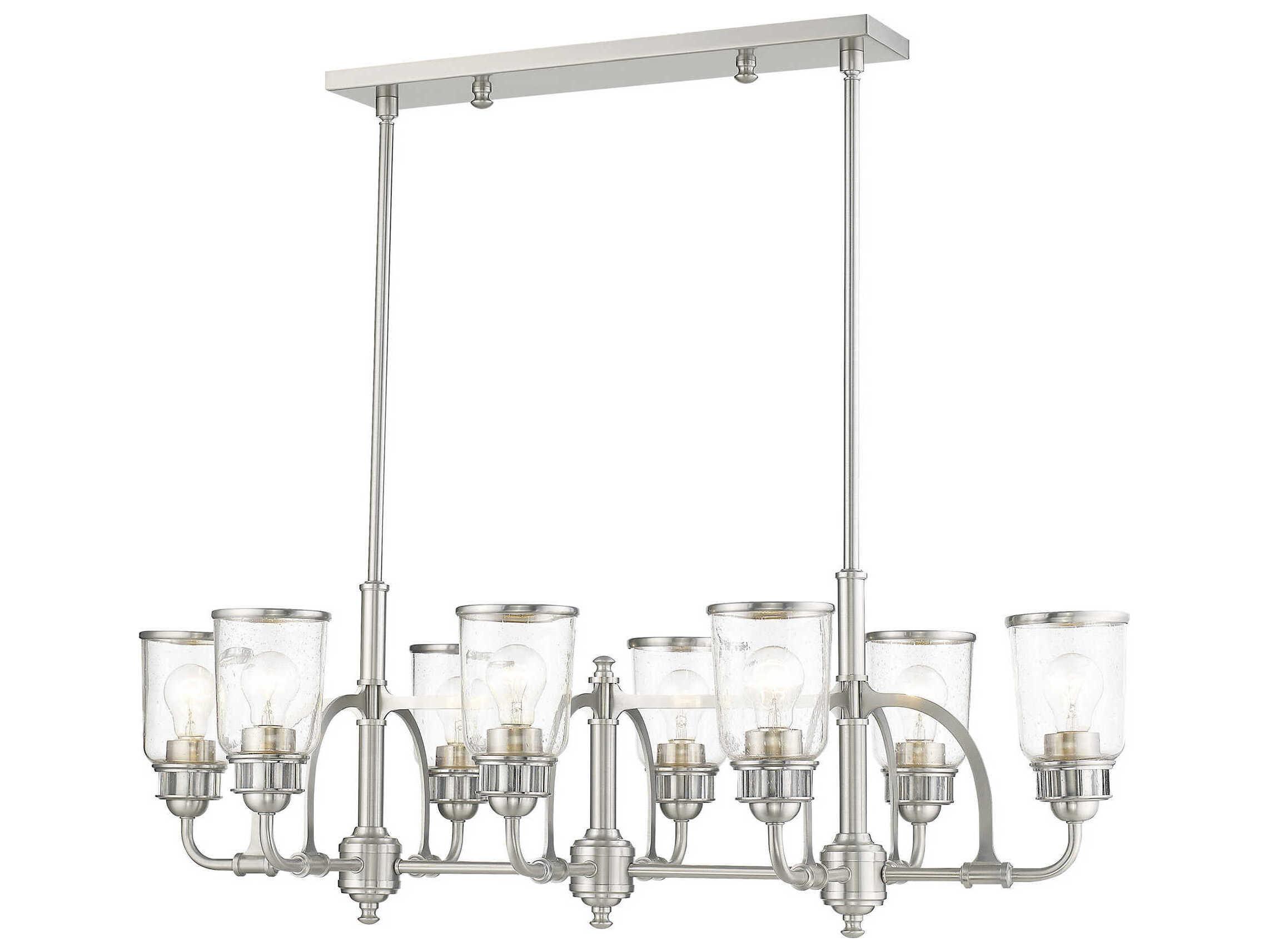 Livex Lighting Lawrenceville 8-Light Brushed Nickel Glass Cylinder Island Pendant