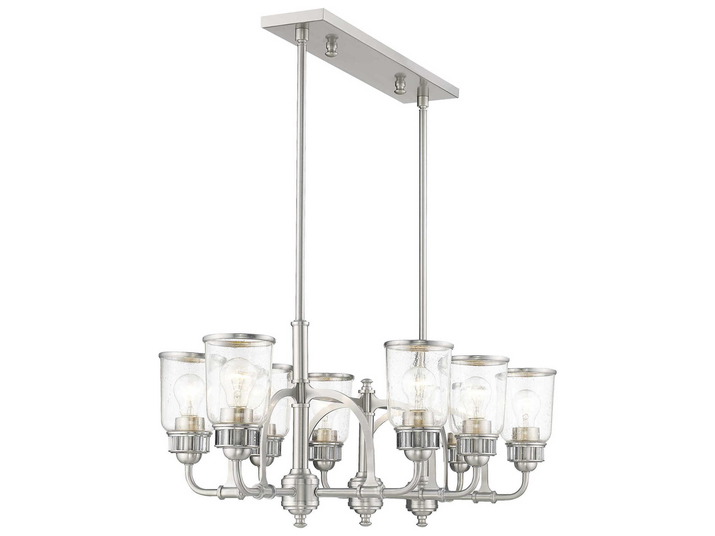 Livex Lighting Lawrenceville 8-Light Brushed Nickel Glass Cylinder Island Pendant