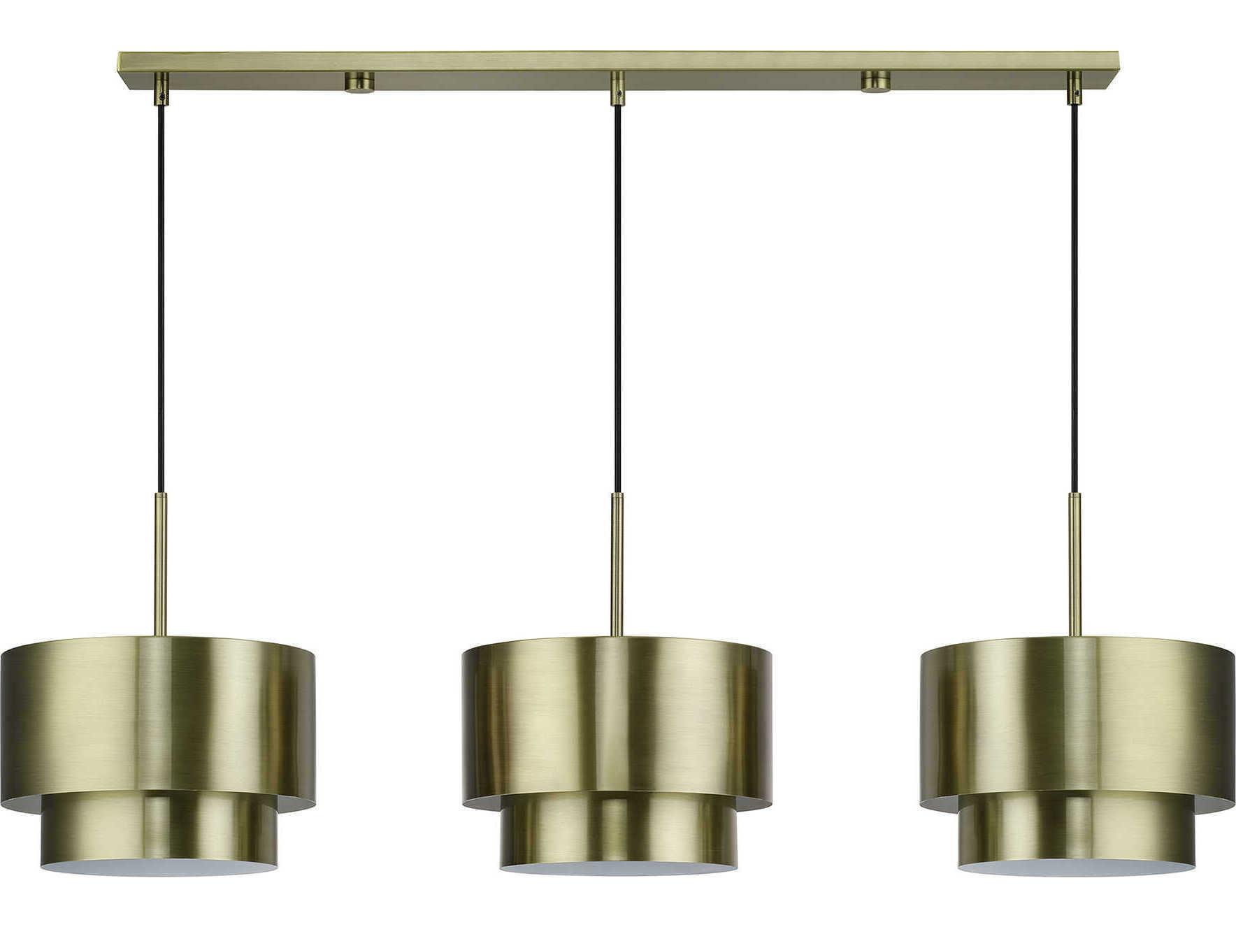 Livex Lighting Zolana 3-Light Antique Brass Drum Island Pendant
