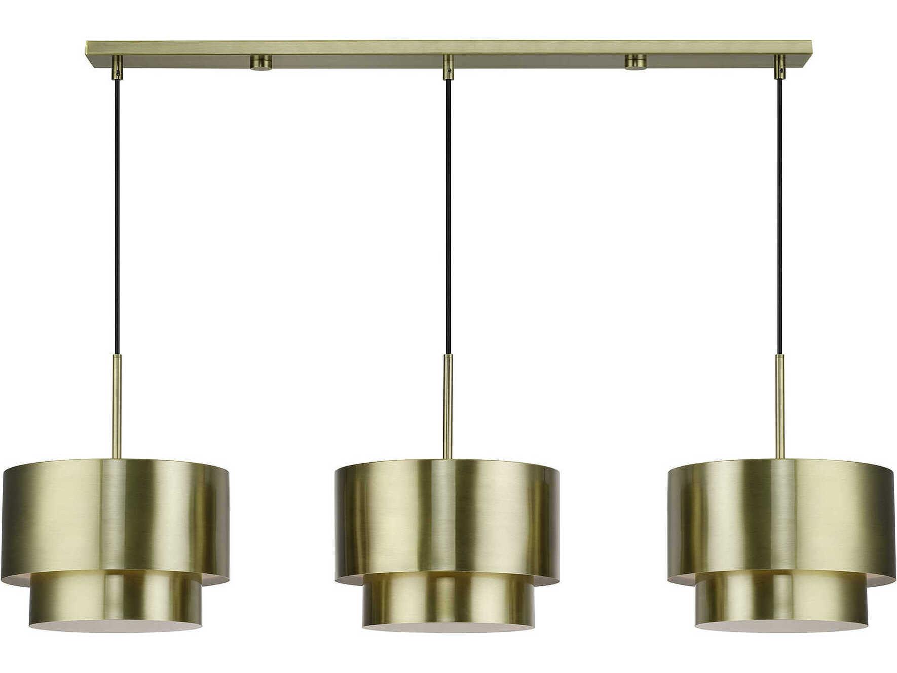 Livex Lighting Zolana 3-Light Antique Brass Drum Island Pendant
