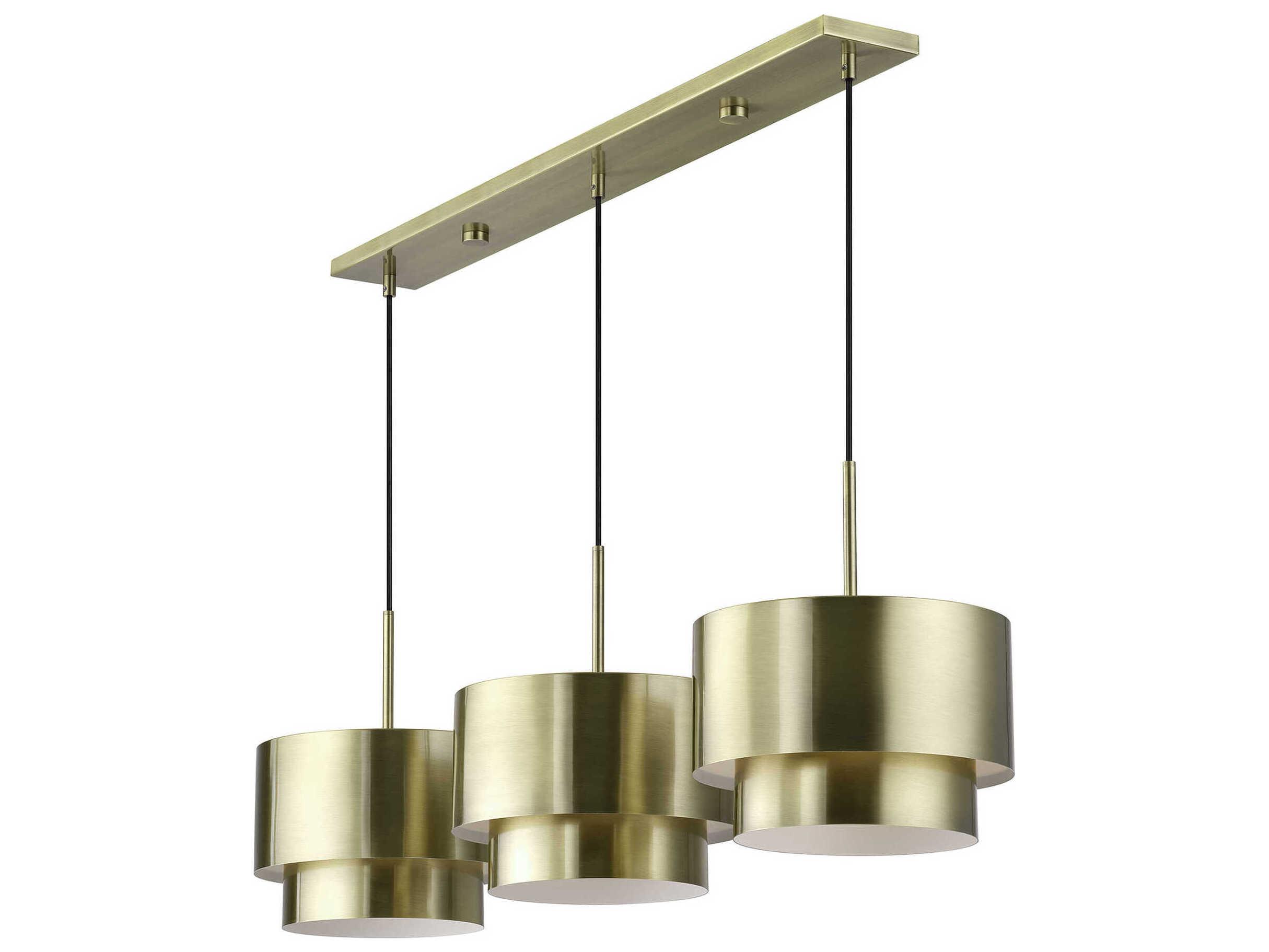 Livex Lighting Zolana 3-Light Antique Brass Drum Island Pendant
