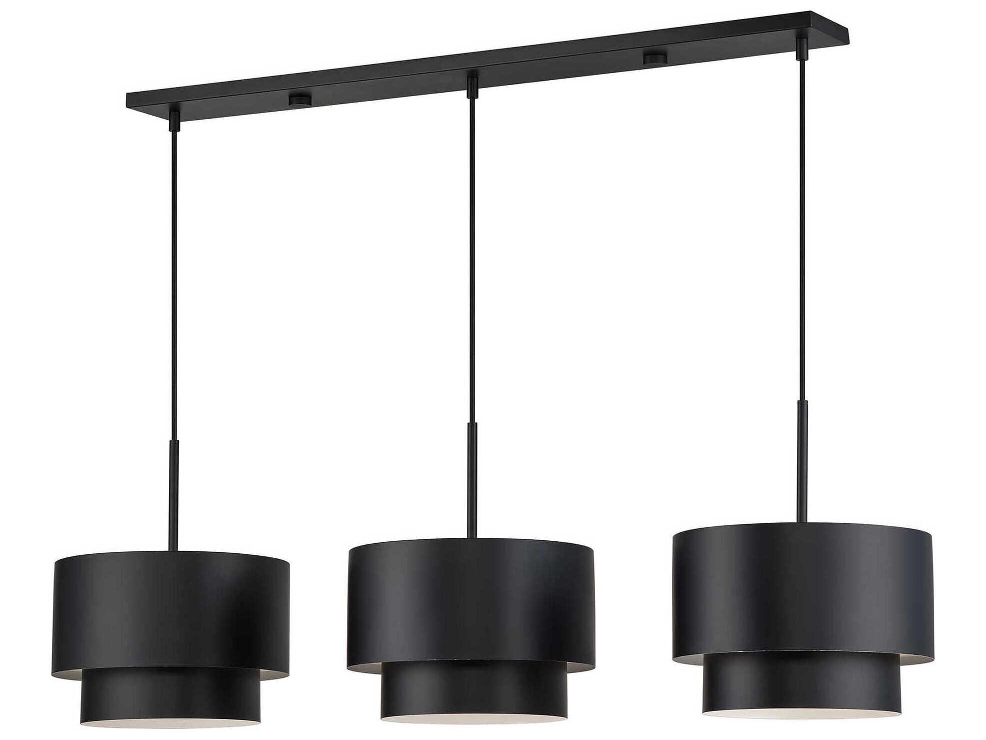 Livex Lighting Zolana 3-Light Black Drum Island Pendant