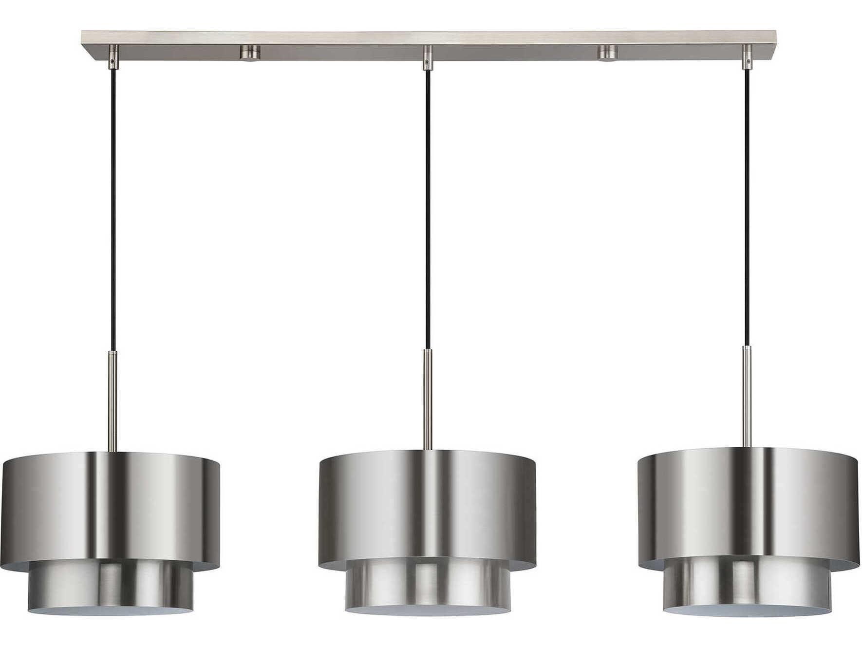 Livex Lighting Zolana 3-Light Brushed Nickel Drum Island Pendant