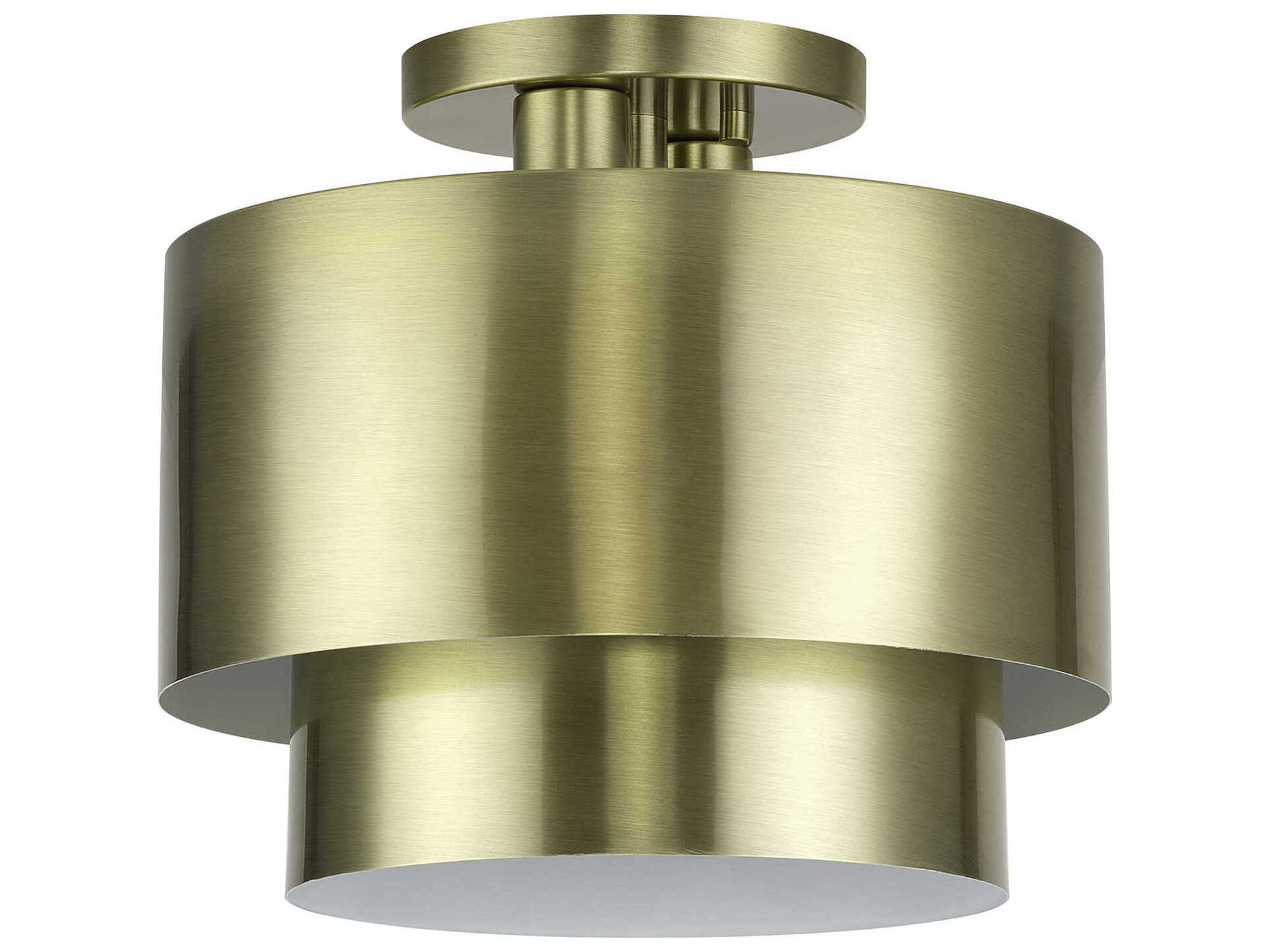 Livex Lighting Zolana 2-Light Antique Brass Drum Semi Flush Mount