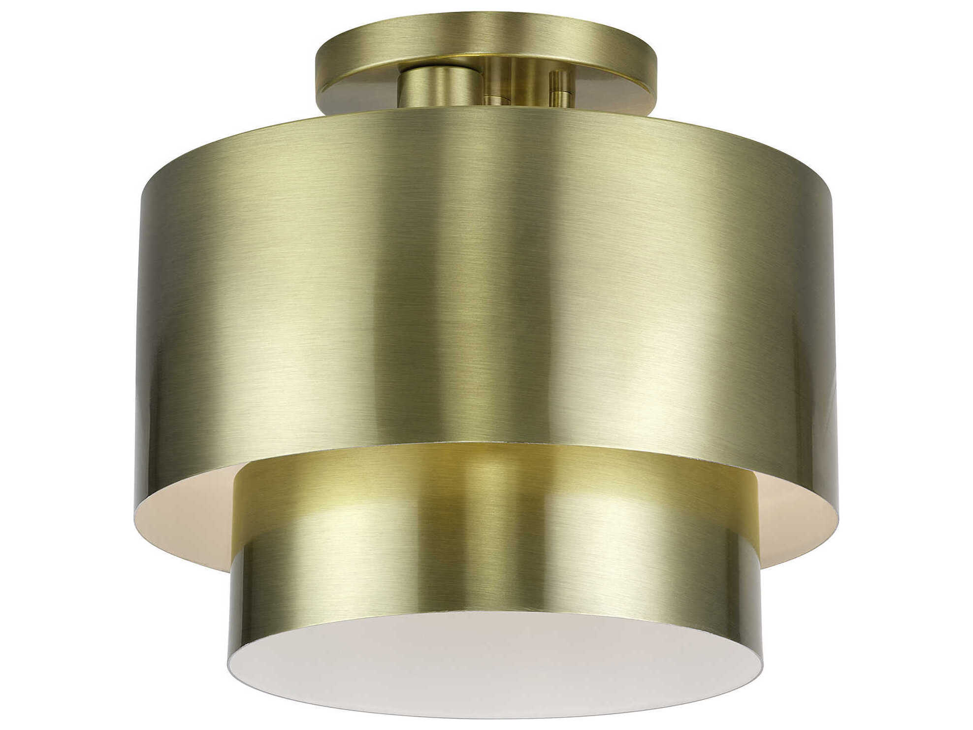 Livex Lighting Zolana 2-Light Antique Brass Drum Semi Flush Mount