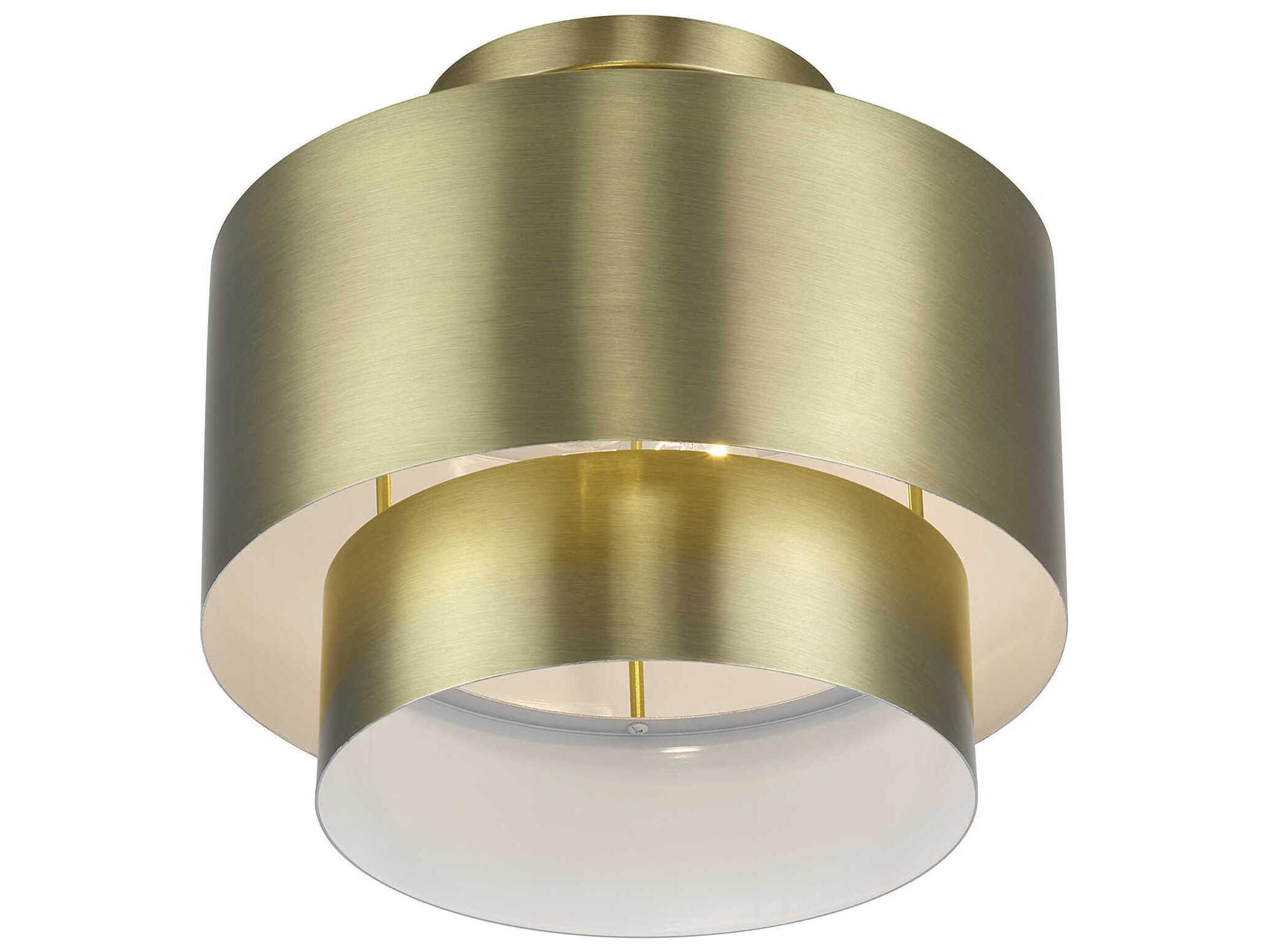 Livex Lighting Zolana 2-Light Antique Brass Drum Semi Flush Mount
